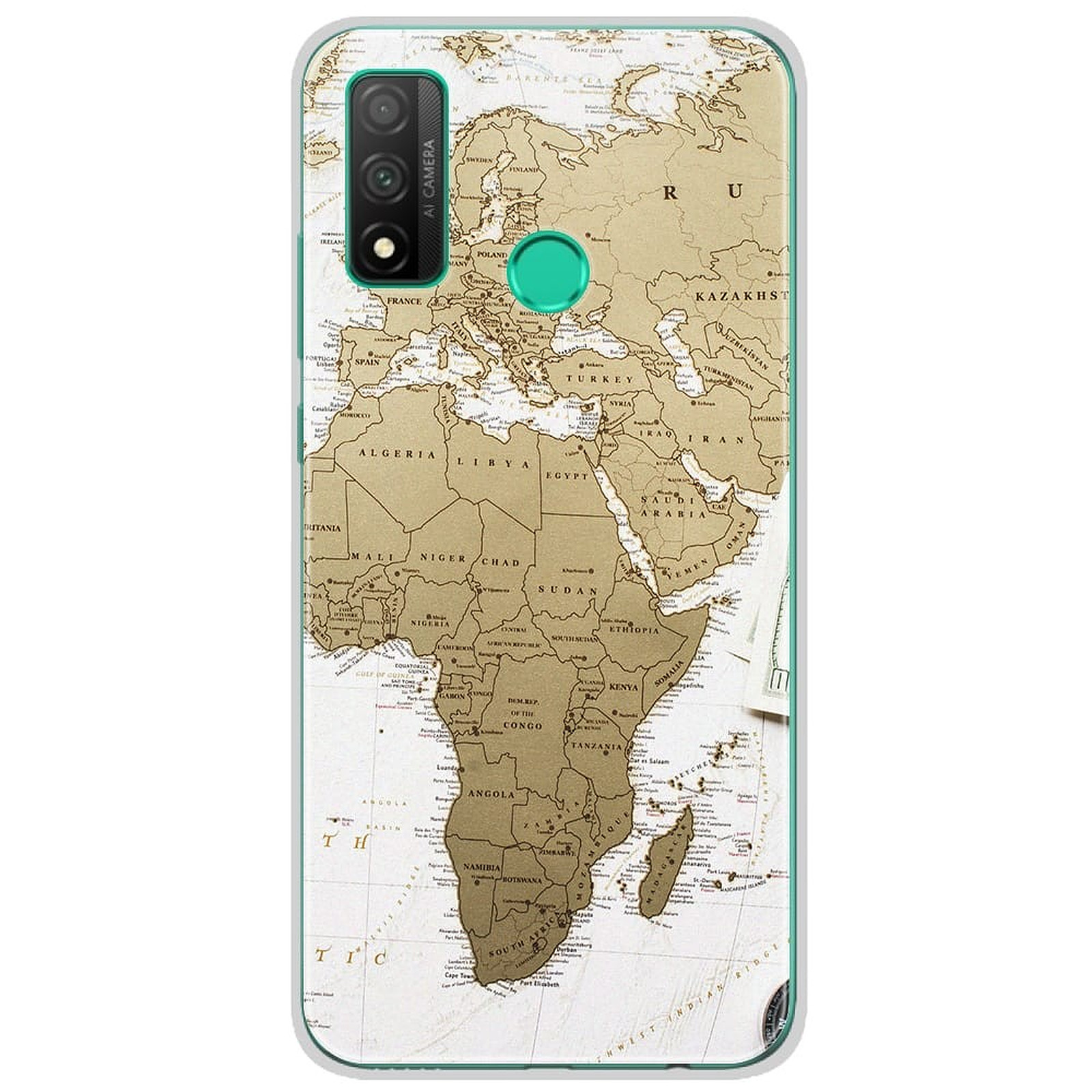 1001 Coques Coque silicone gel Huawei P Smart 2020 motif Map Europe Afrique - Coque telephone 1001Coques