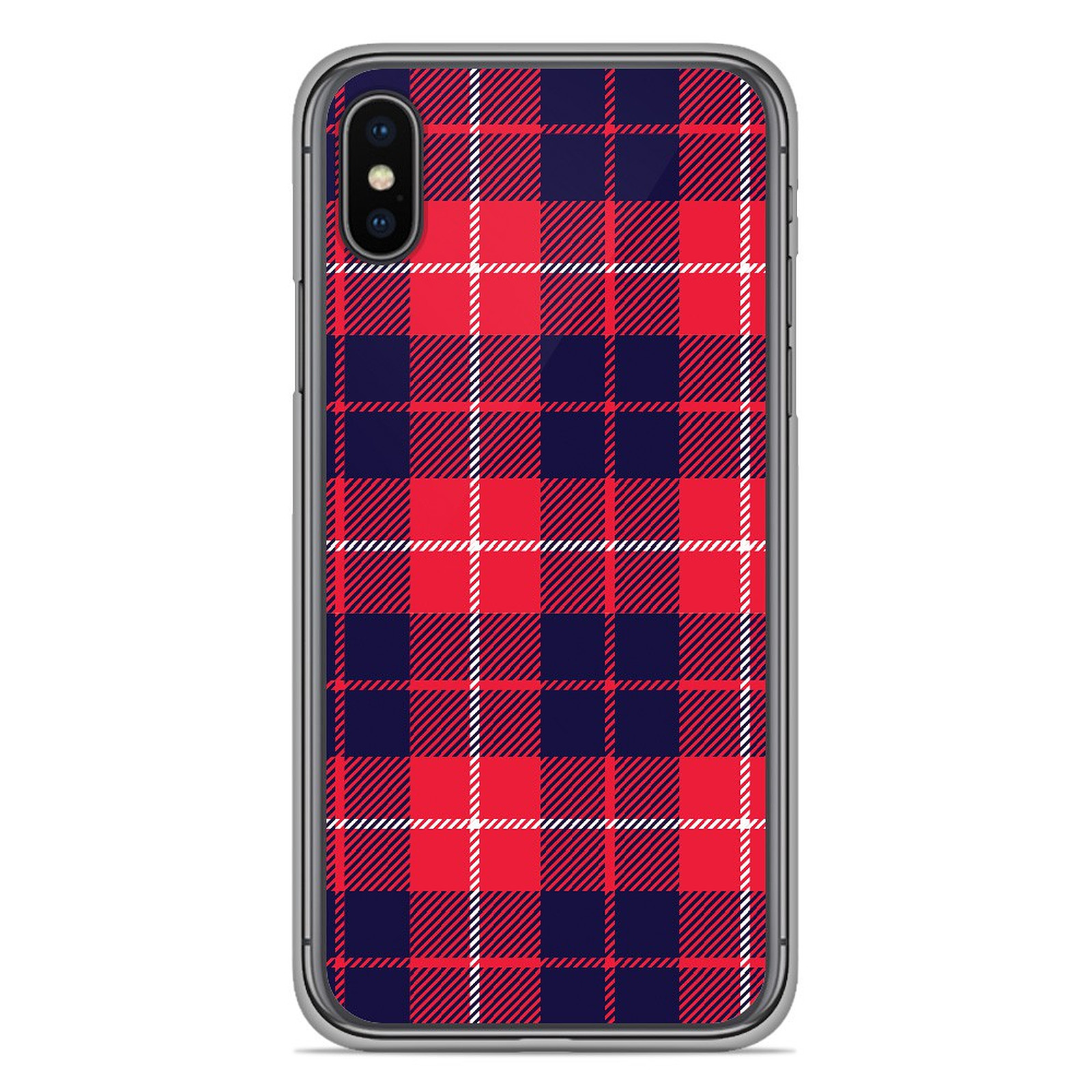 1001 Coques Coque silicone gel Apple iPhone X motif Tartan Rouge 2 - Coque telephone 1001Coques