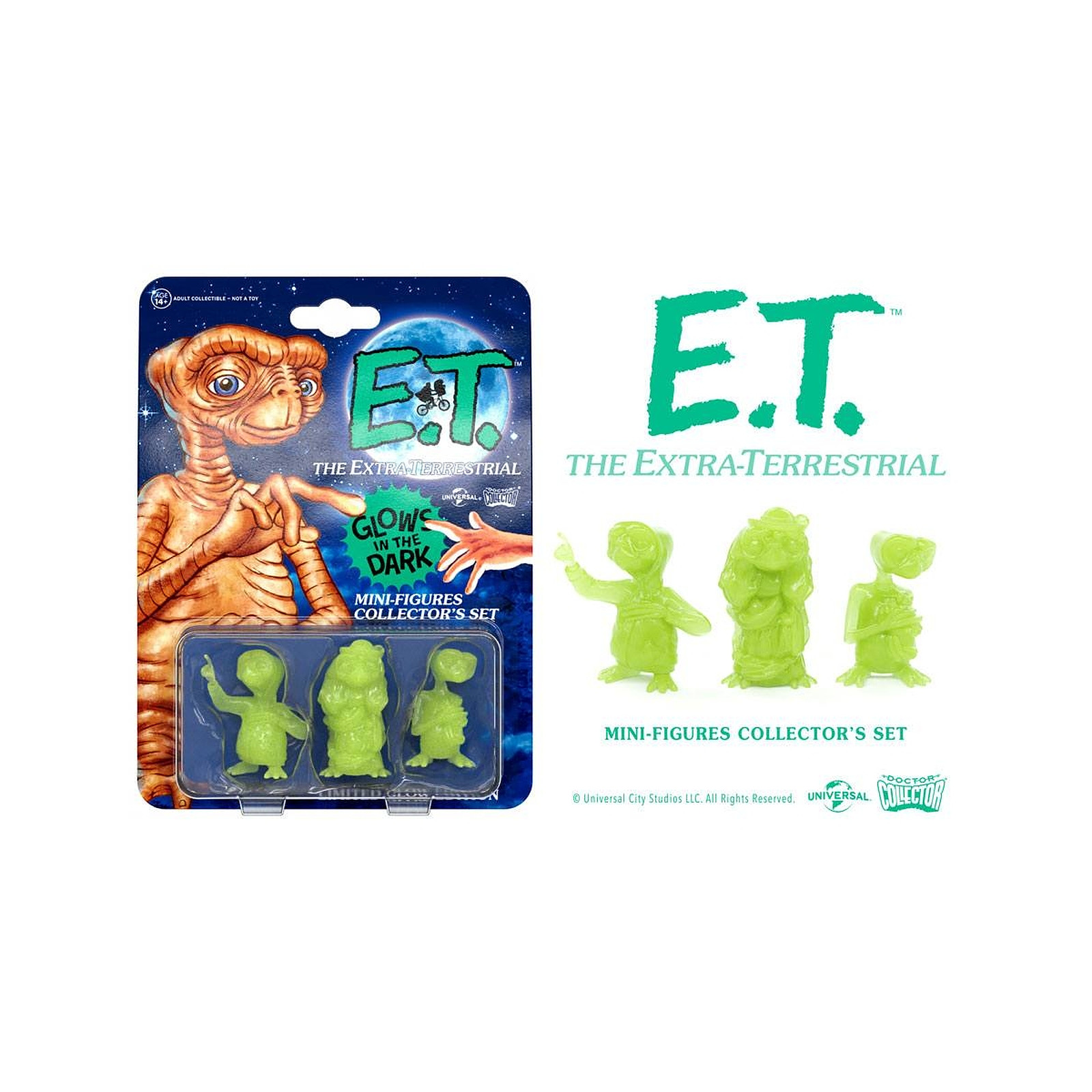 E.T. l'extra-terrestre - Pack 3 mini figurines Collector's Set Glowing Edition 5 cm - Figurines Doctor Collector