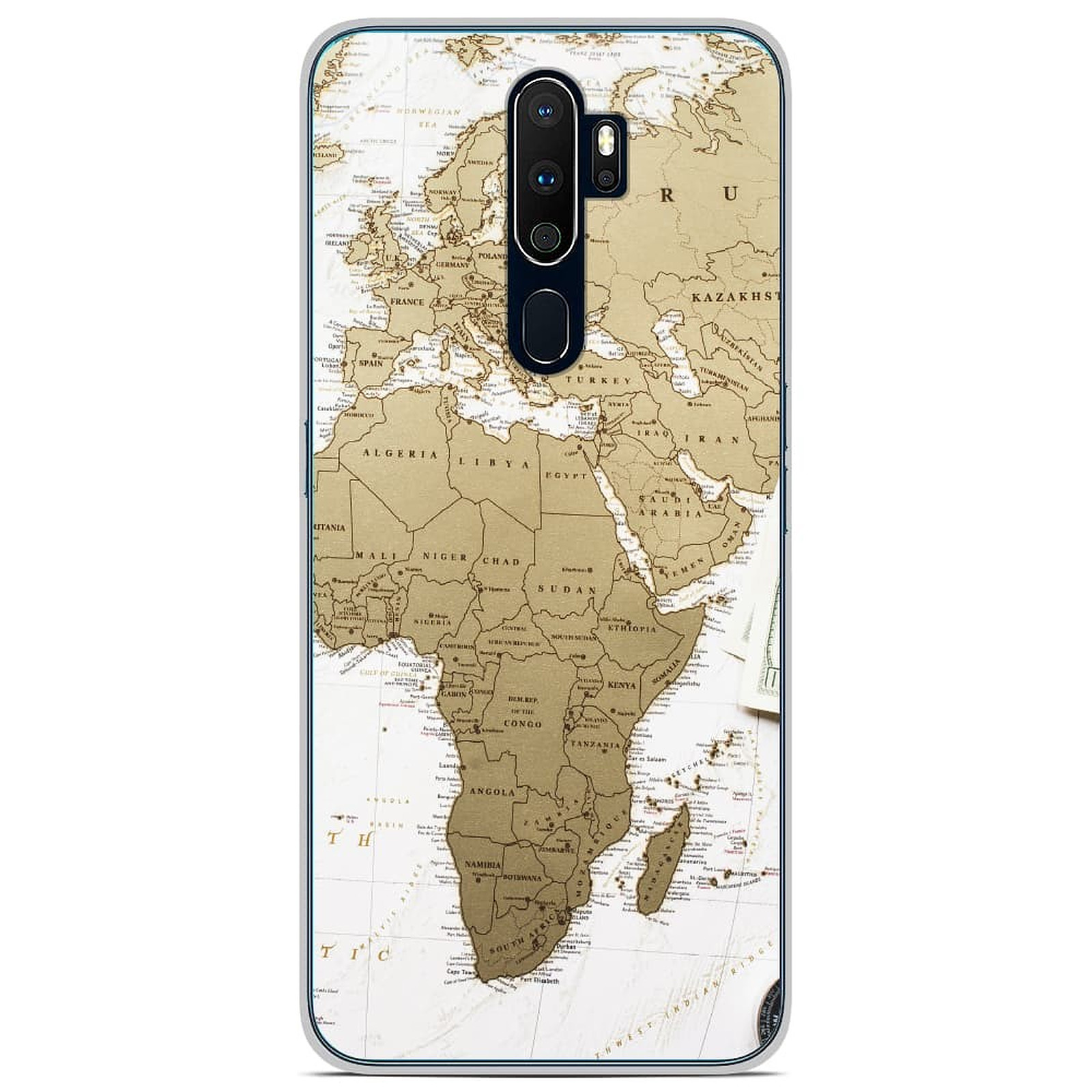 1001 Coques Coque silicone gel Oppo A5 2020 motif Map Europe Afrique - Coque telephone 1001Coques