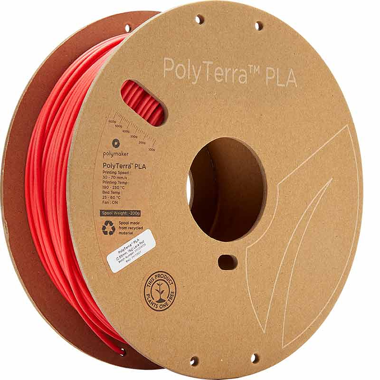 Polymaker PolyTerra 2.85 mm 1 Kg - Rouge Lava - Filament 3D Polymaker