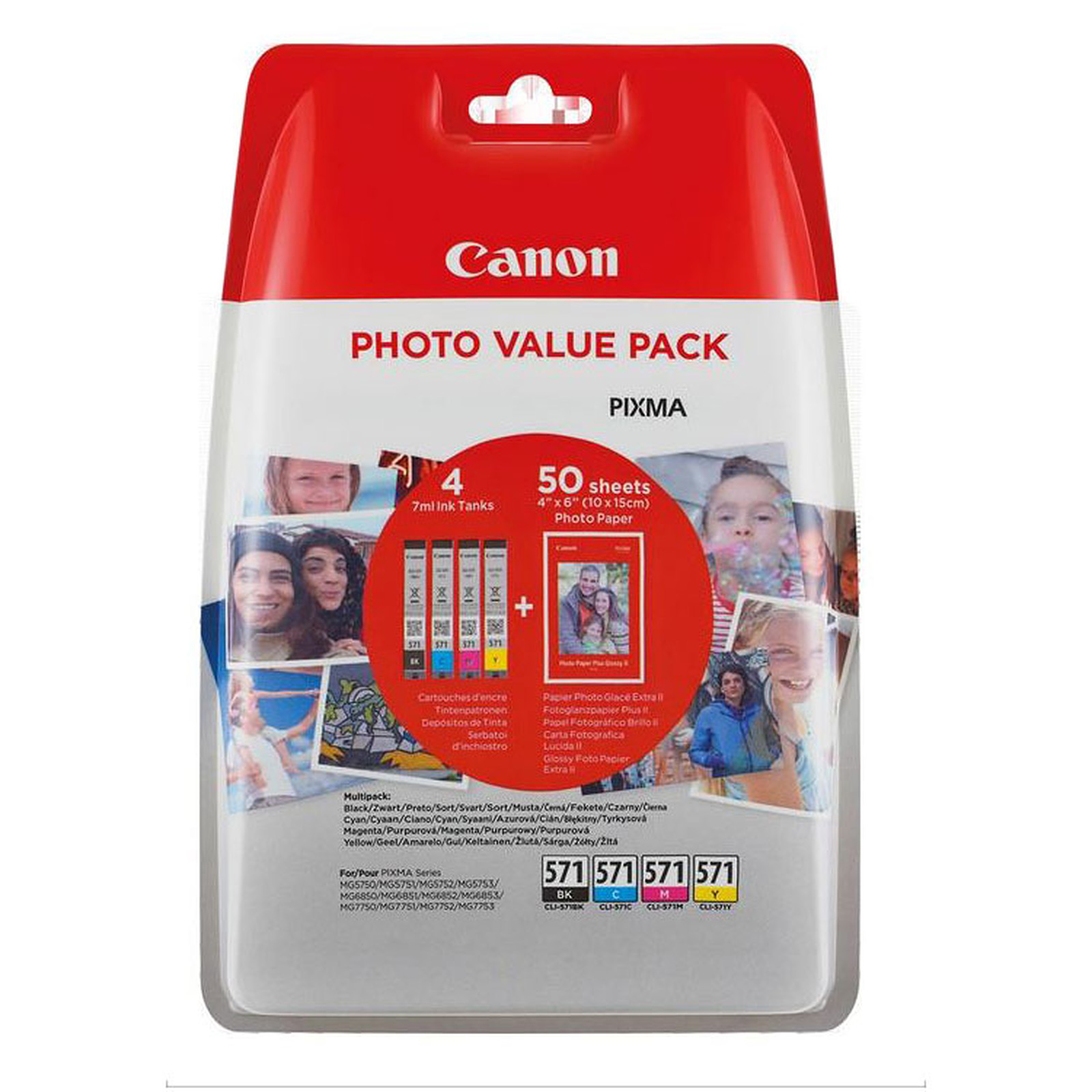 Canon CLI-571 BK/C/M/Y Photo Value Pack - Cartouche imprimante Canon