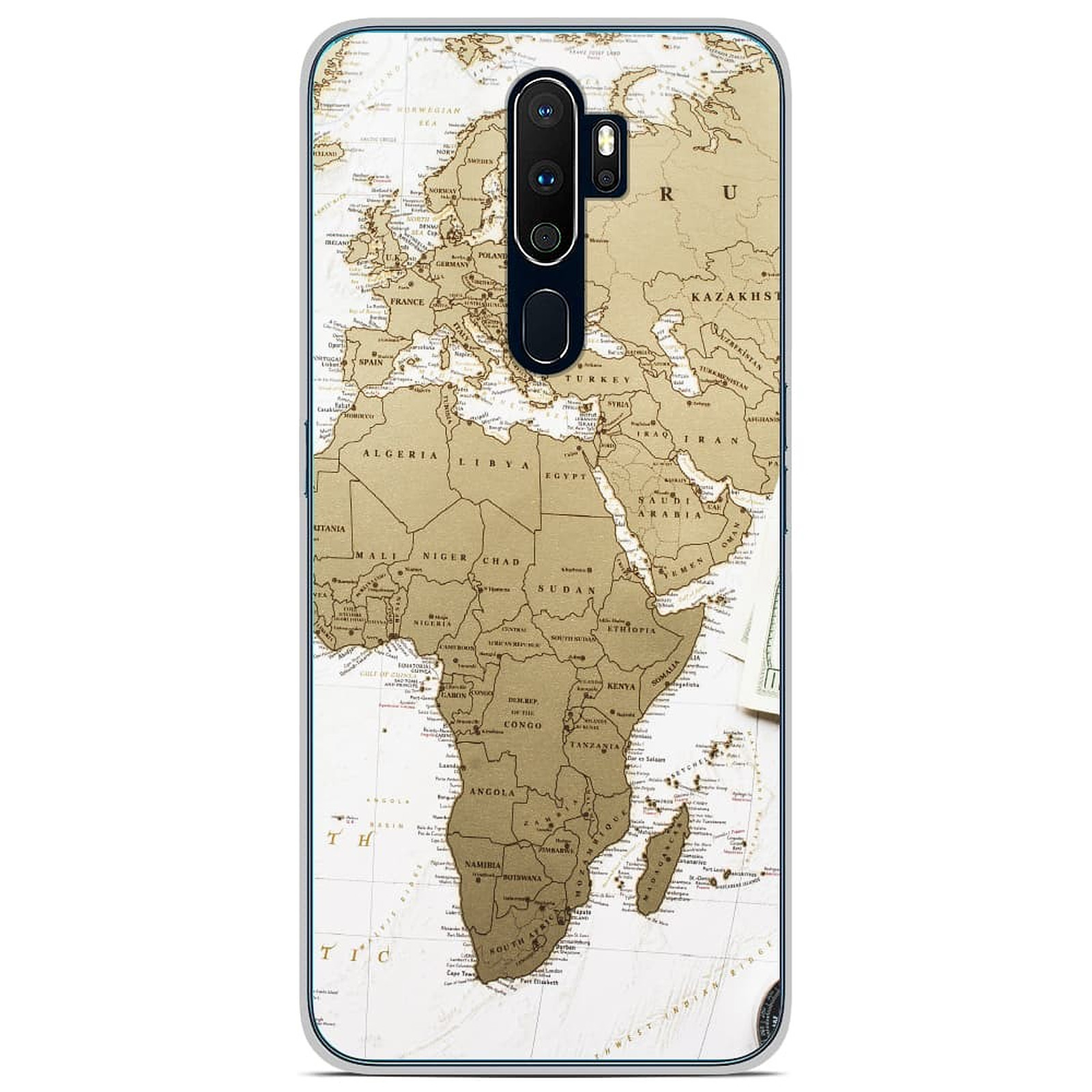 1001 Coques Coque silicone gel Oppo A9 2020 motif Map Europe Afrique - Coque telephone 1001Coques