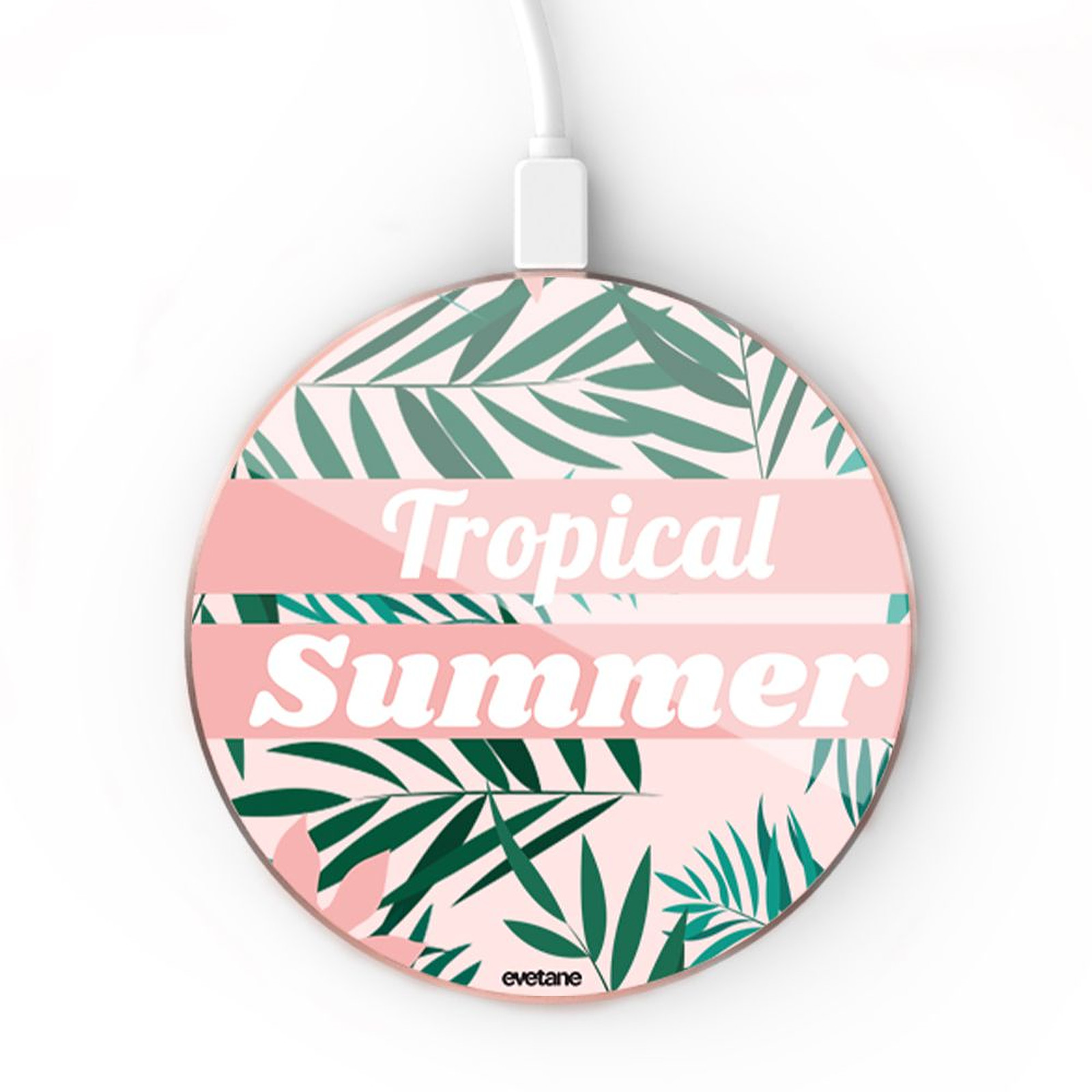 Evetane Chargeur Induction contour gold Tropical Summer Pastel - Chargeur telephone Evetane