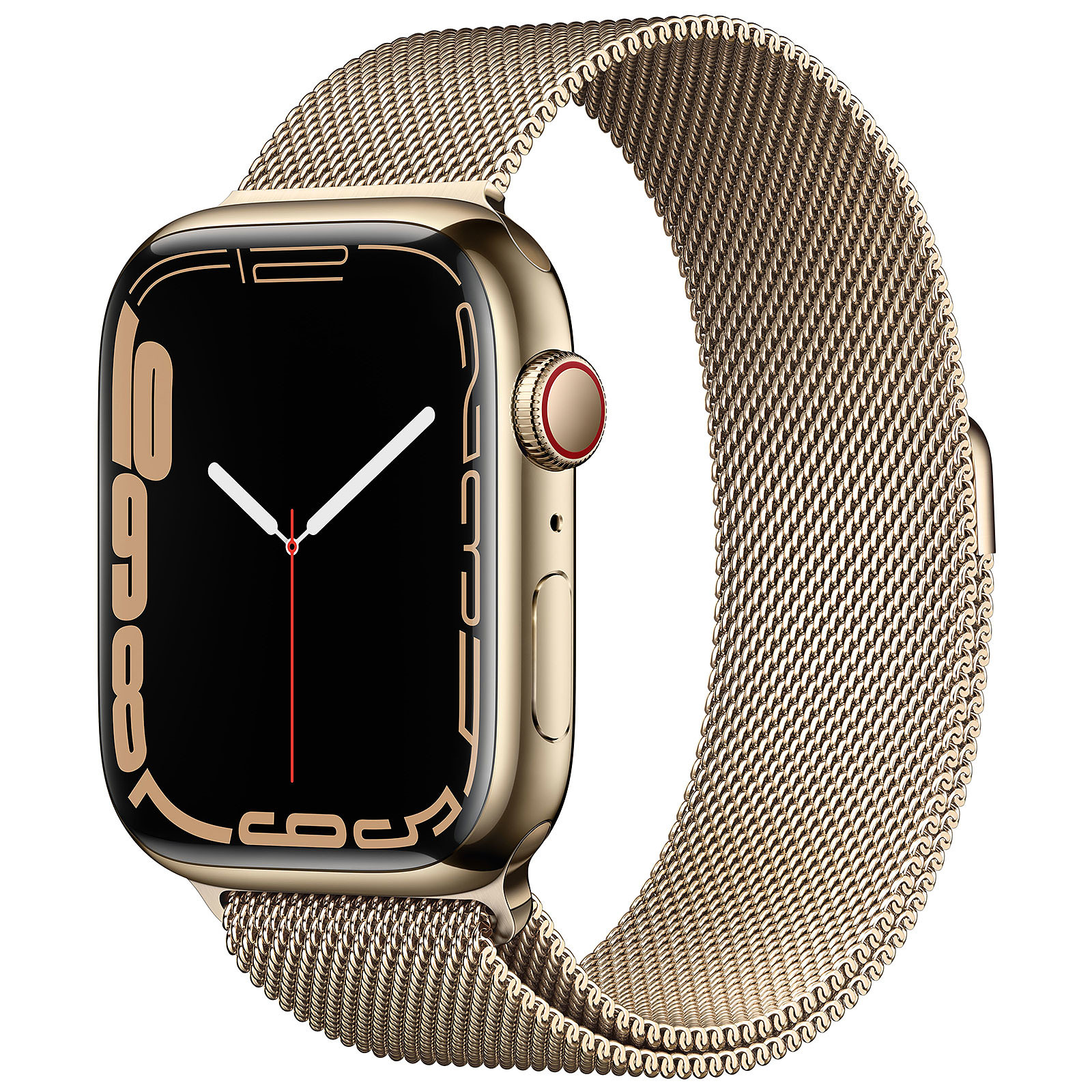 Apple Watch Series 7 GPS + Cellular Gold Stainless Or Bracelet Milanese 45 mm - Montre connectee Apple