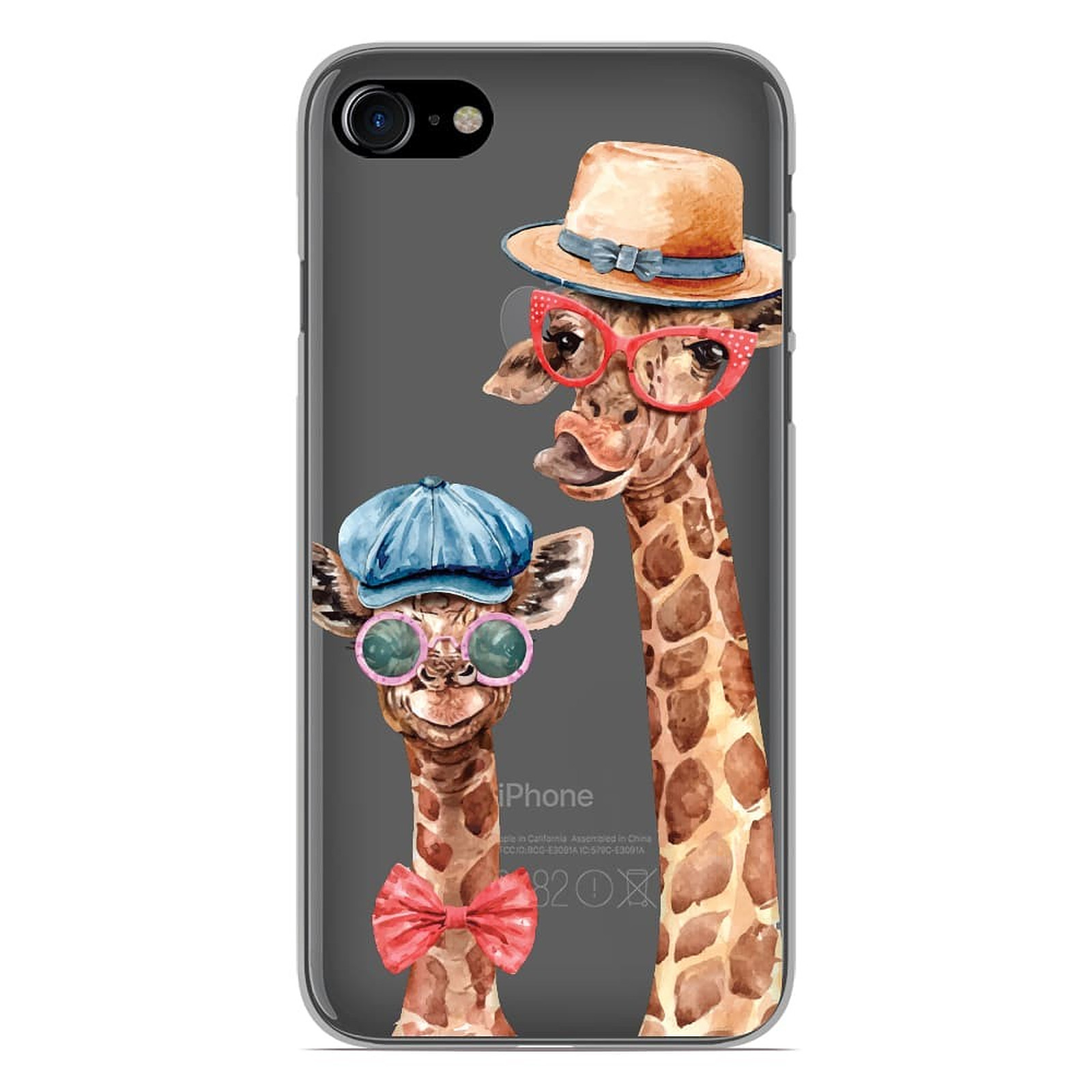 1001 Coques Coque silicone gel Apple iPhone 7 motif Funny Girafe - Coque telephone 1001Coques