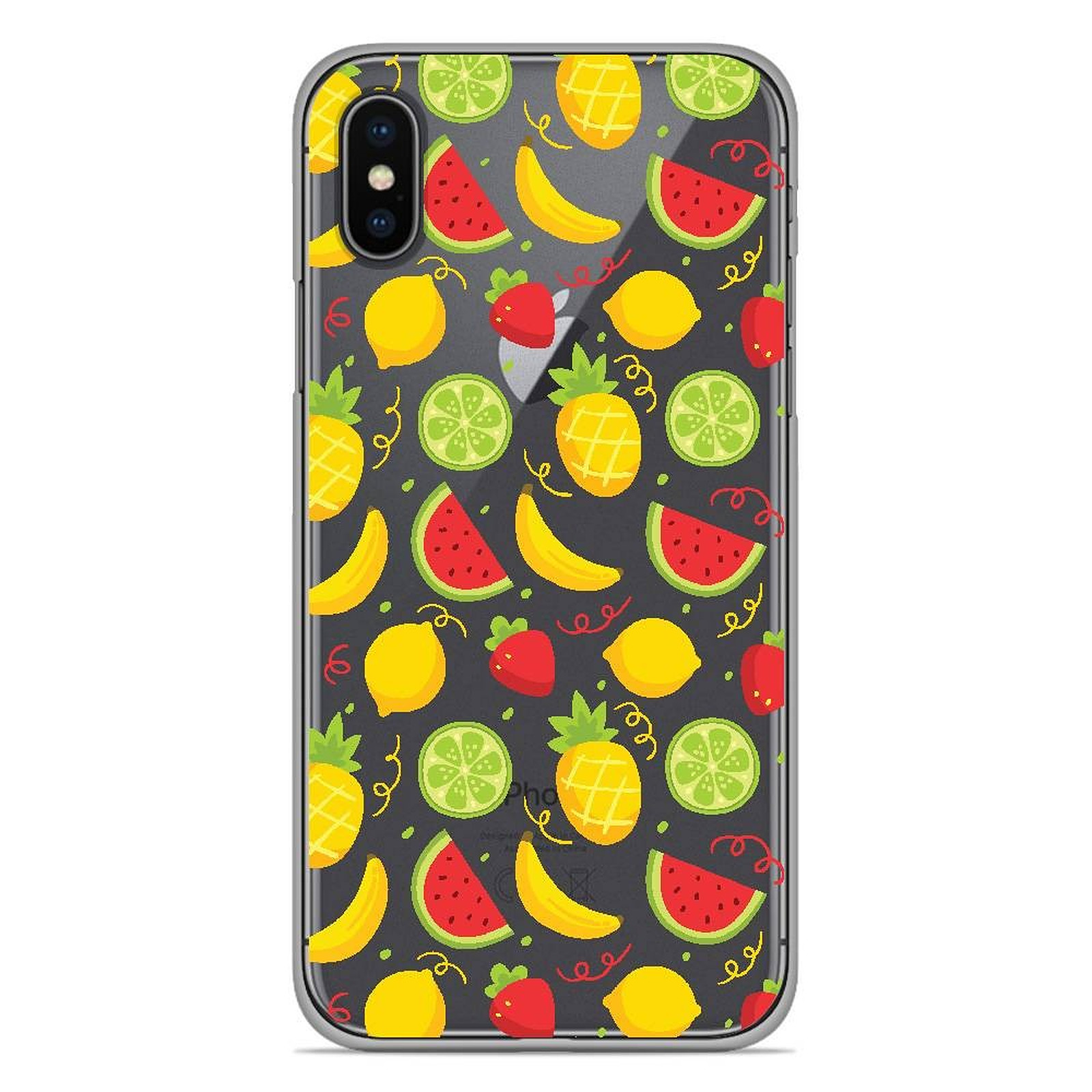 1001 Coques Coque silicone gel Apple iPhone X / XS motif Fruits tropicaux - Coque telephone 1001Coques