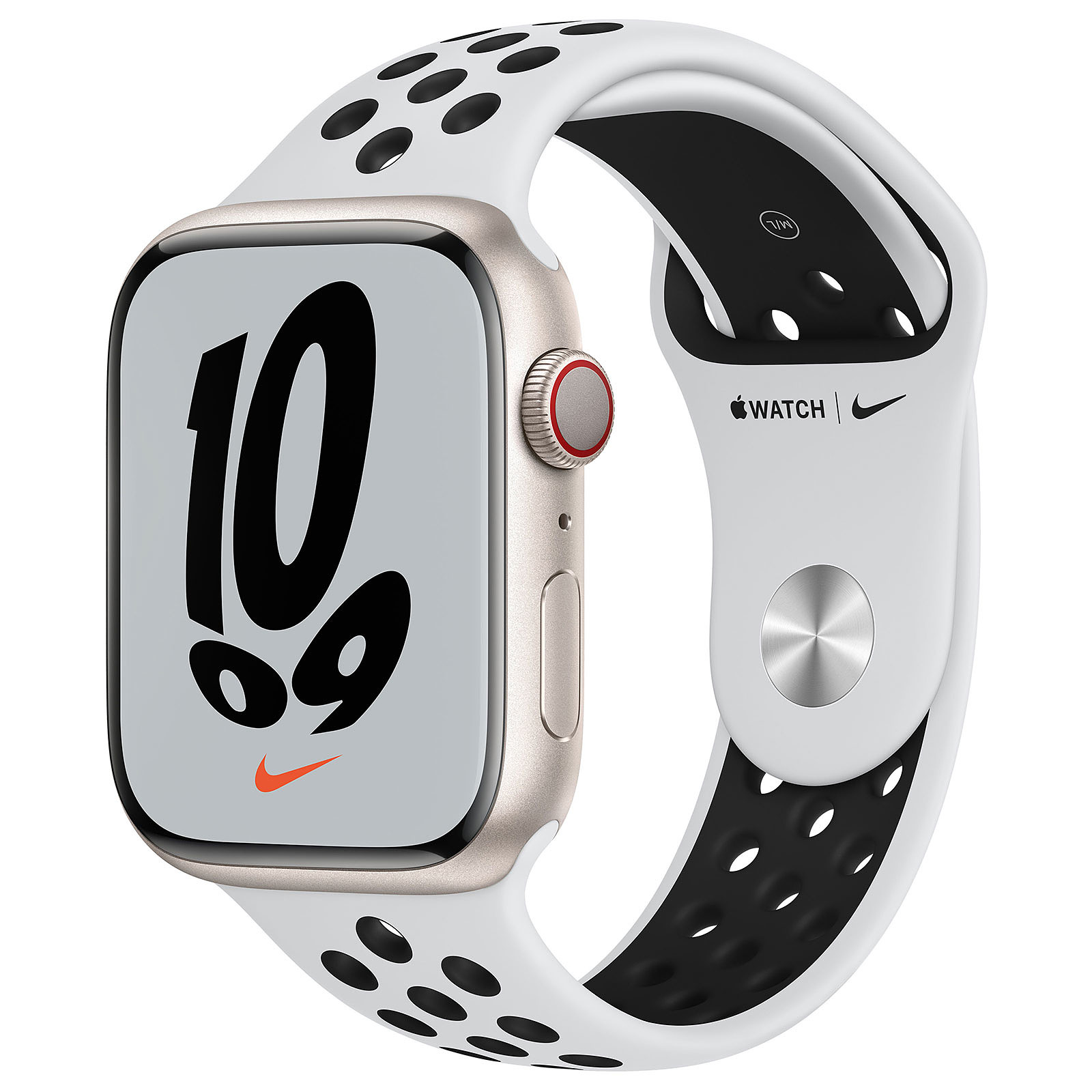 Apple Watch Nike Series 7 GPS + Cellular Aluminium Stellar Light Sport Band 45 mm - Montre connectee Apple