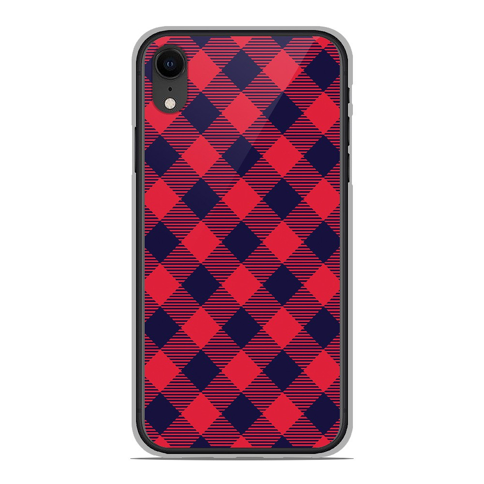 1001 Coques Coque silicone gel Apple iPhone XR motif Tartan Rouge - Coque telephone 1001Coques