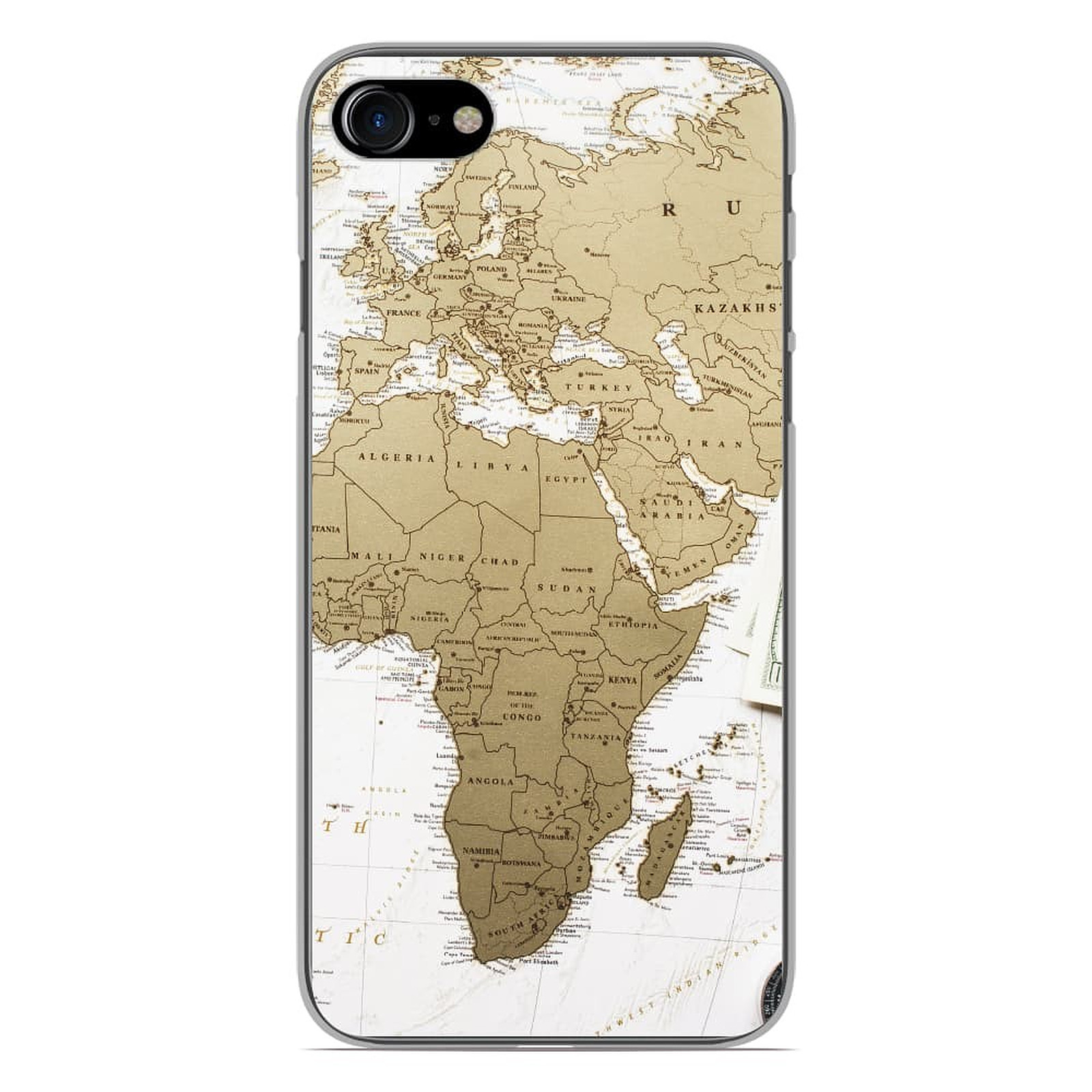 1001 Coques Coque silicone gel Apple iPhone 7 motif Map Europe Afrique - Coque telephone 1001Coques