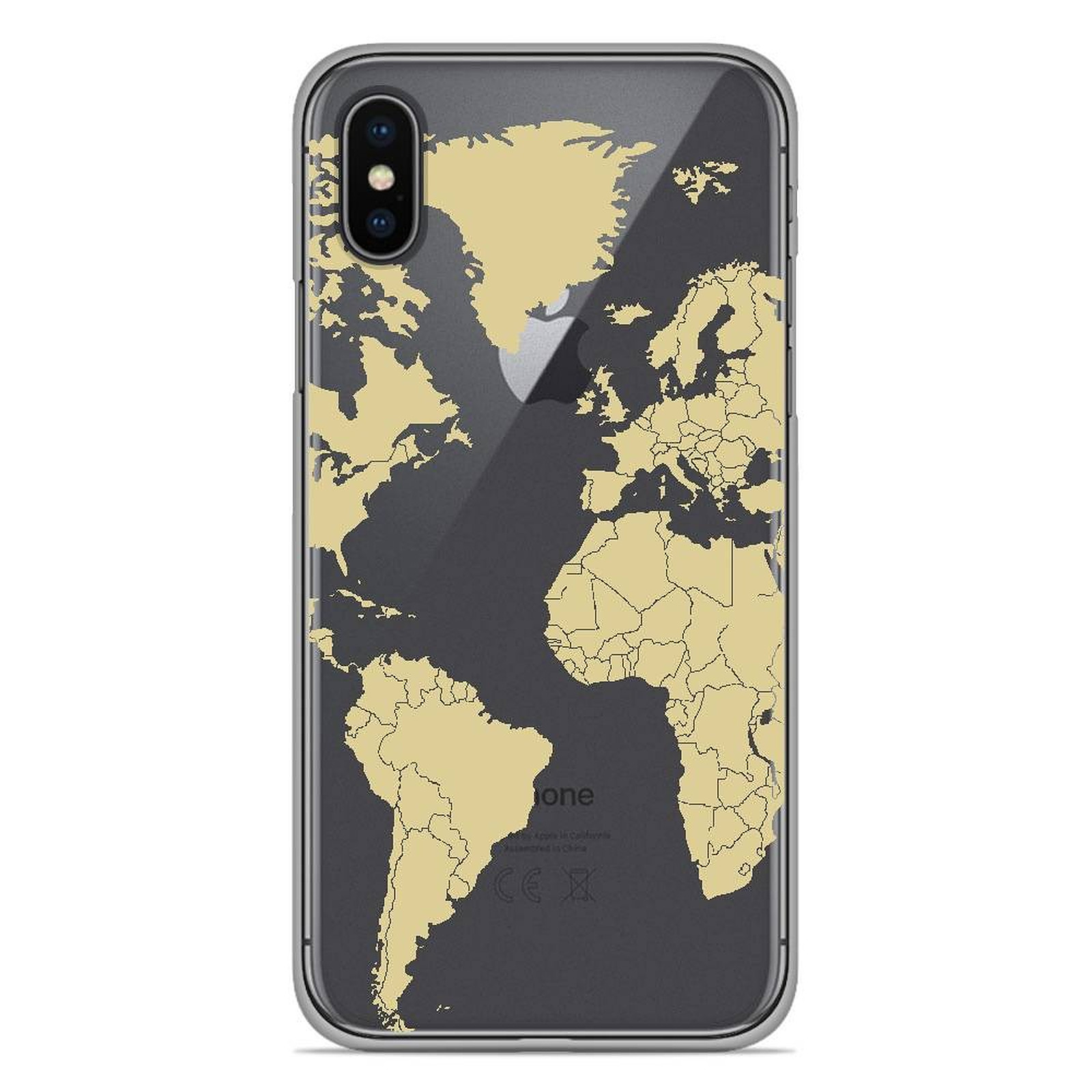 1001 Coques Coque silicone gel Apple iPhone XS Max motif Map beige - Coque telephone 1001Coques