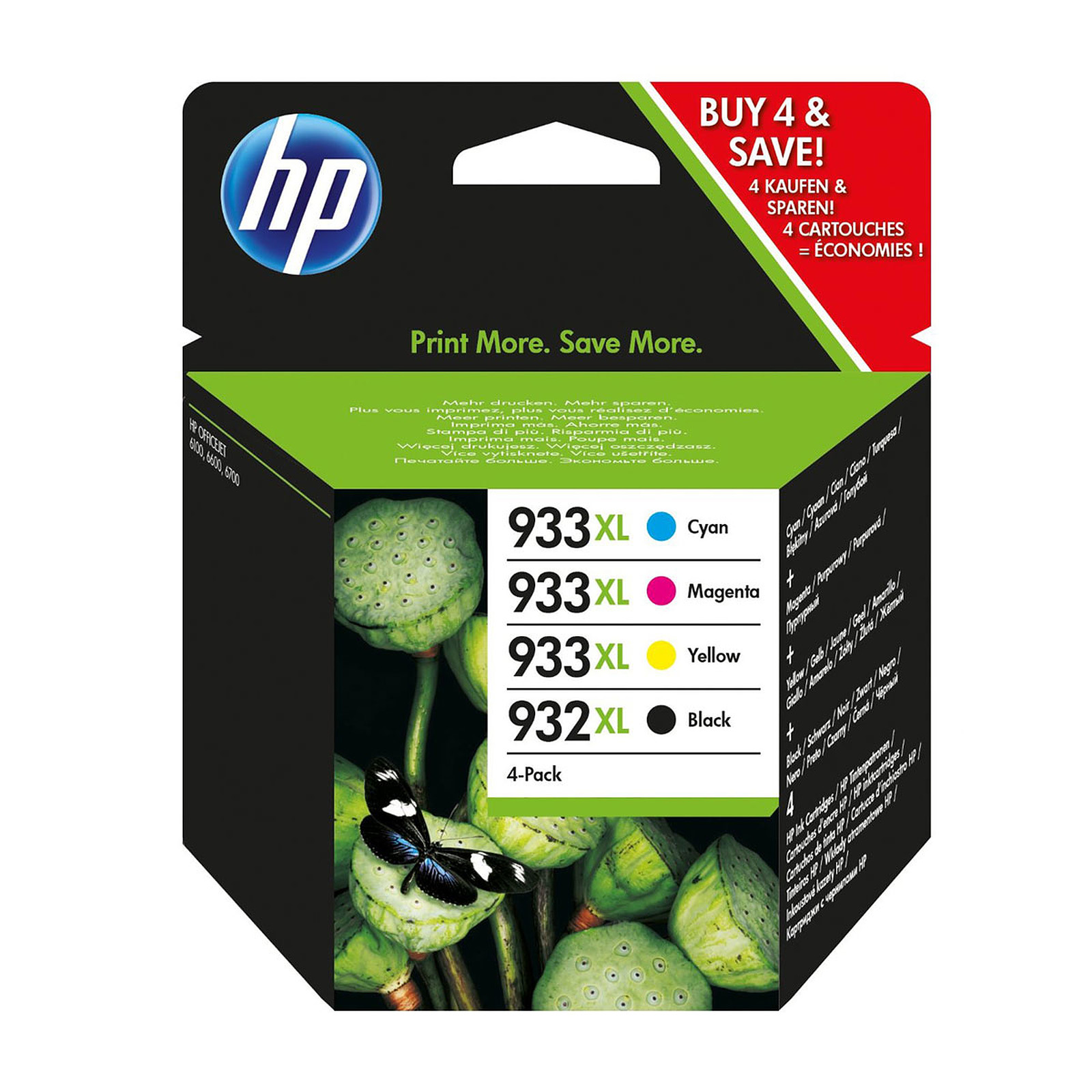 HP 932XL/933XL Pack combo de 4 (C2P42AE) - Noir, Cyan, Magenta et Jaune - Cartouche imprimante HP