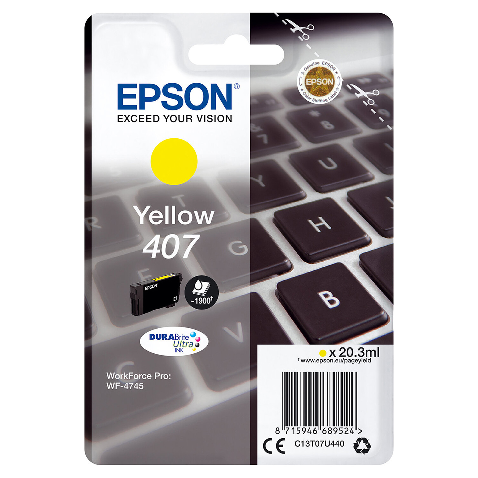 Epson Clavier 407 Jaune - Cartouche imprimante Epson