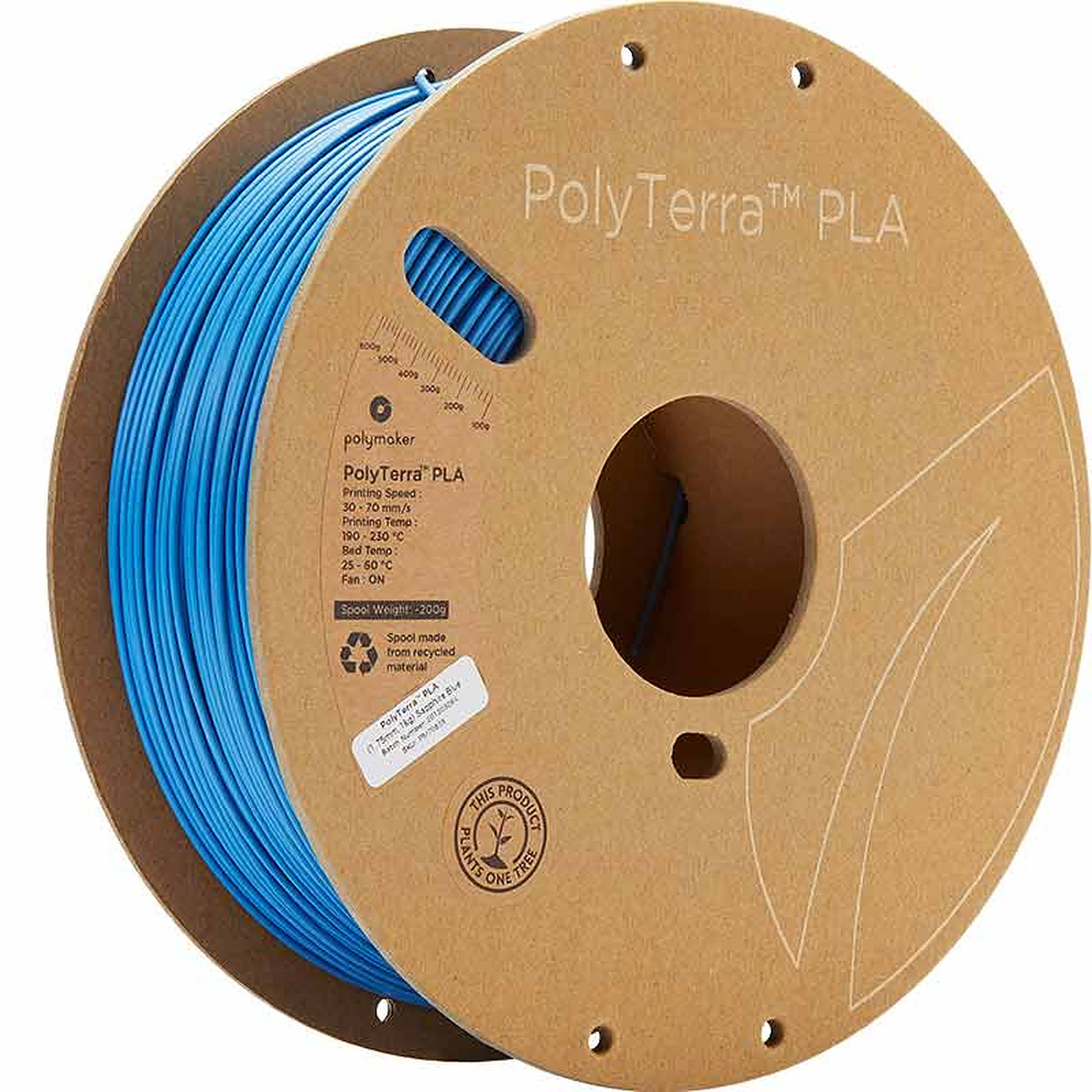 Polymaker PolyTerra 1.75 mm 1 Kg - Bleu Saphir - Filament 3D Polymaker