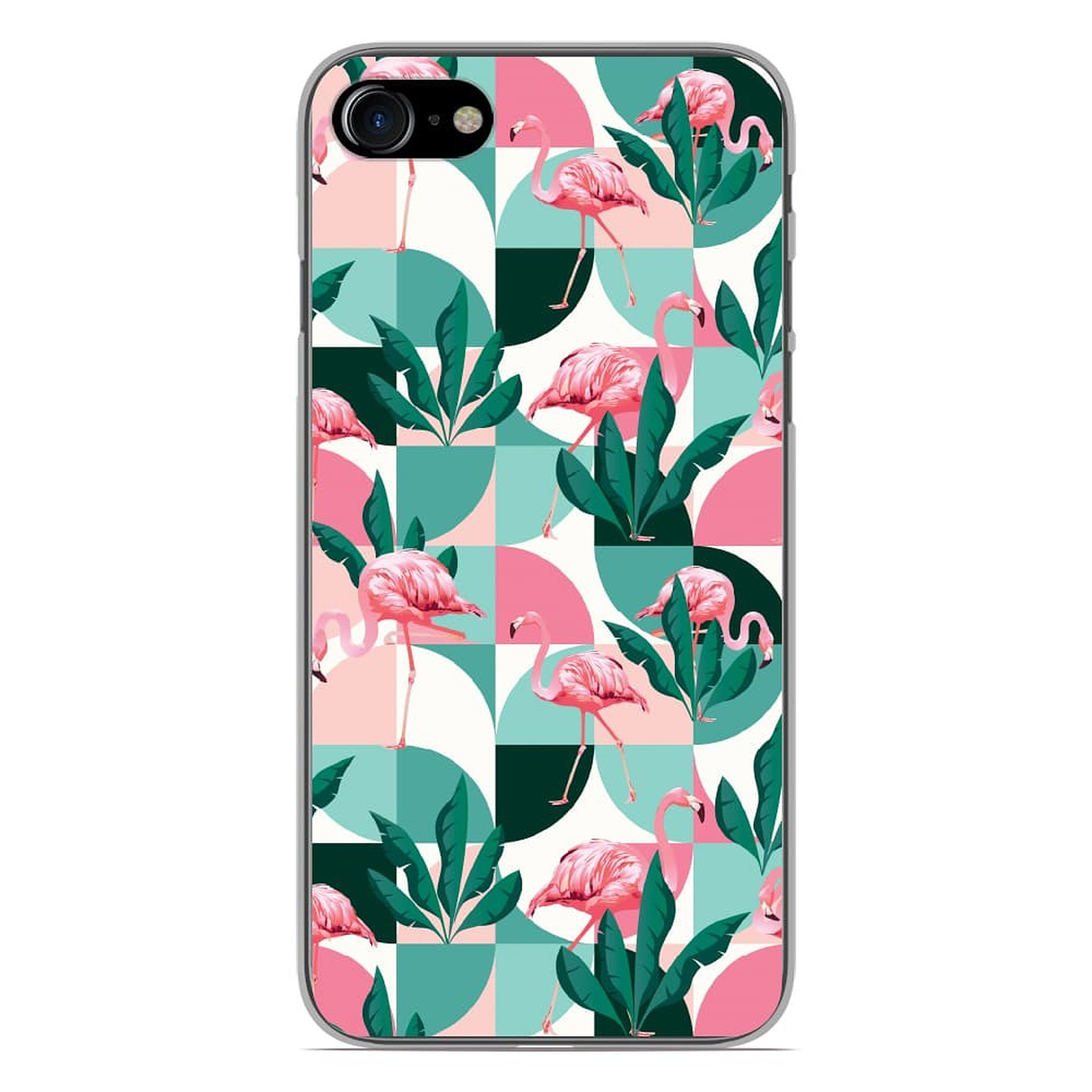 1001 Coques Coque silicone gel Apple iPhone 7 motif Flamants Roses ge´ome´trique - Coque telephone 1001Coques