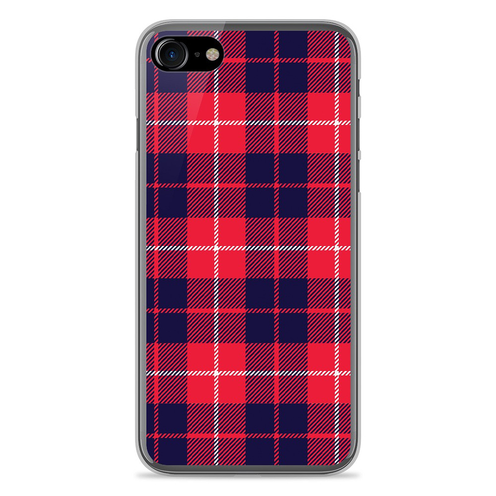 1001 Coques Coque silicone gel Apple IPhone 7 motif Tartan Rouge 2 - Coque telephone 1001Coques