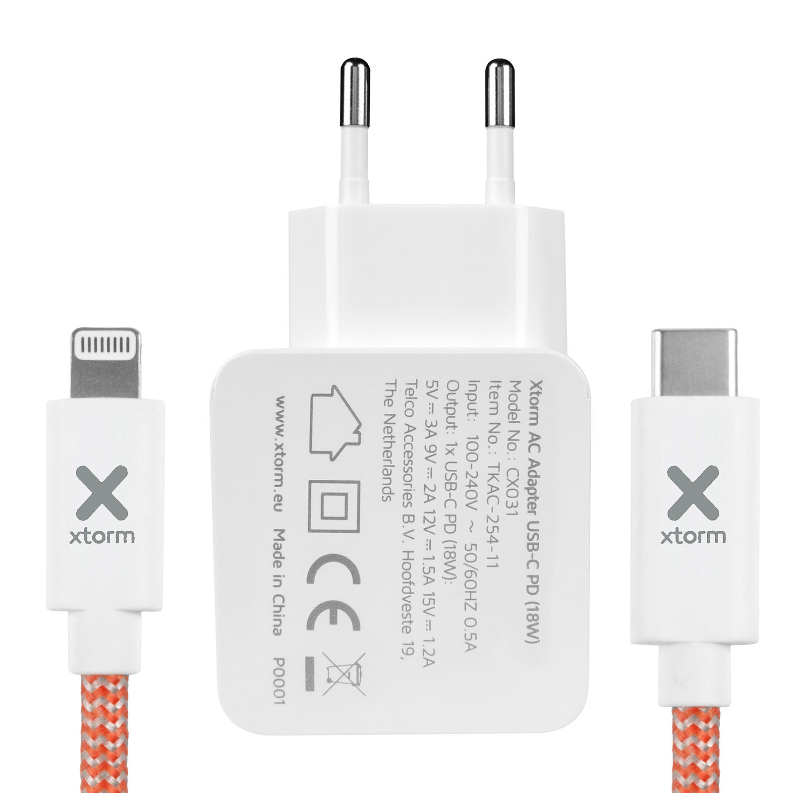 Xtorm Chargeur Mural USB-C Power Delivery 18W et Cable Lightning Blanc - Chargeur telephone Xtorm