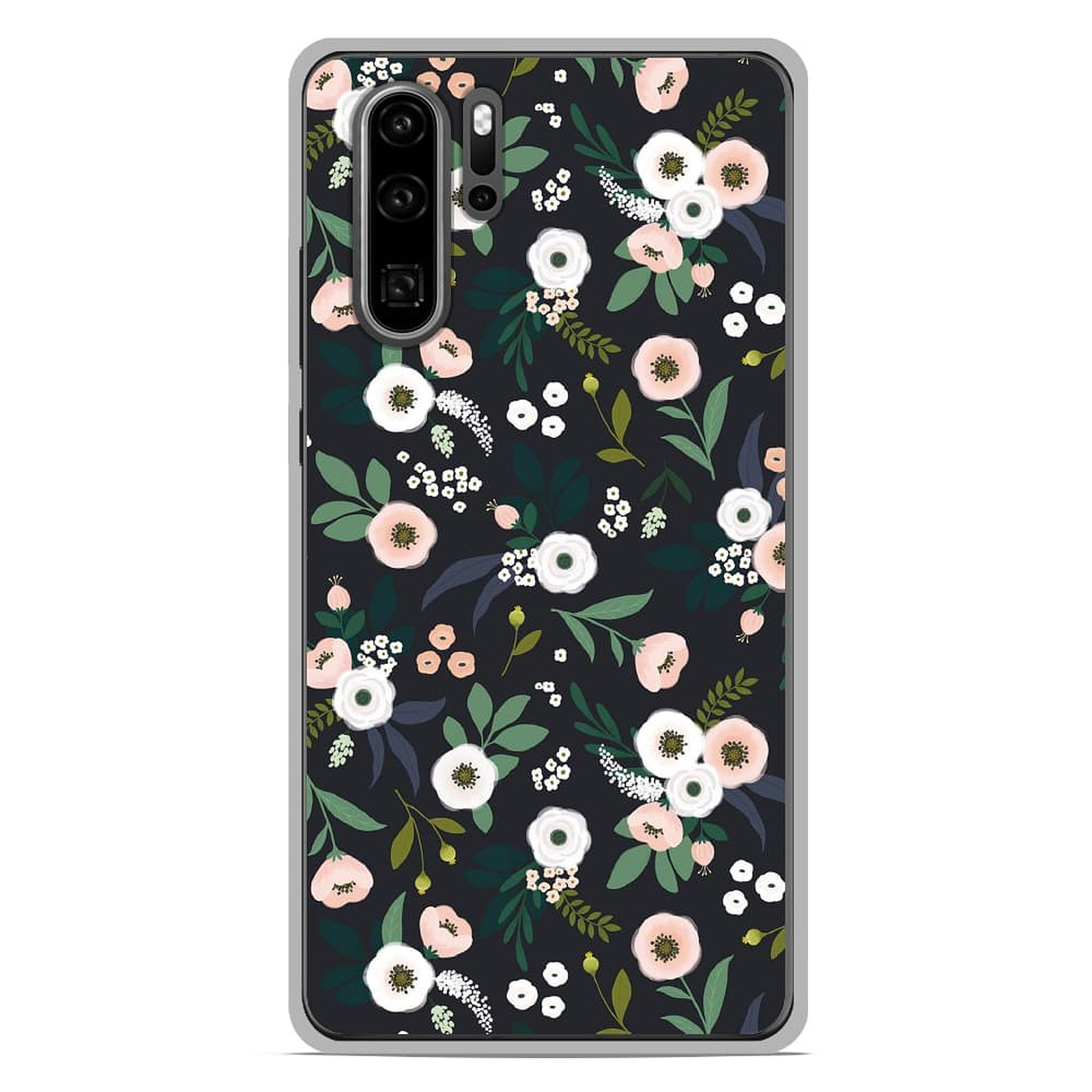 1001 Coques Coque silicone gel Huawei P30 Pro motif Flowers Noir - Coque telephone 1001Coques