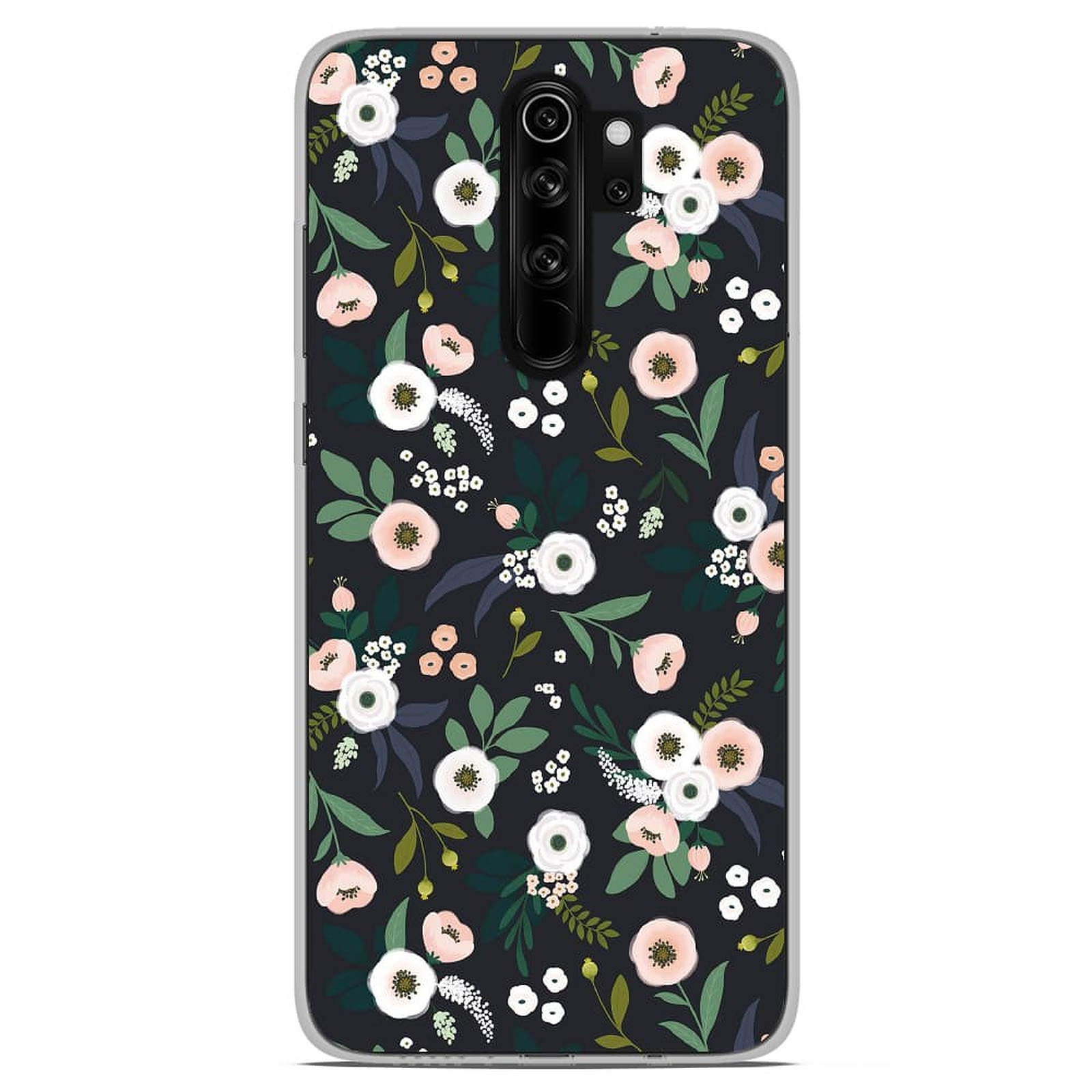 1001 Coques Coque silicone gel Xiaomi Redmi Note 8 Pro motif Flowers Noir - Coque telephone 1001Coques