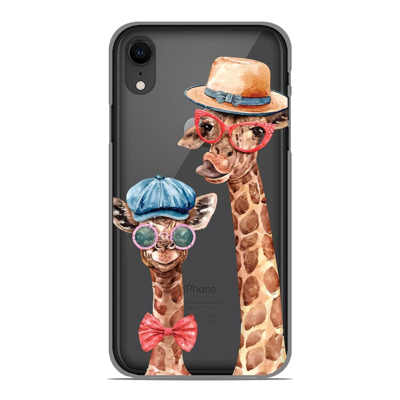 1001 Coques Coque silicone gel Apple iPhone XR motif Funny Girafe - Coque telephone 1001Coques
