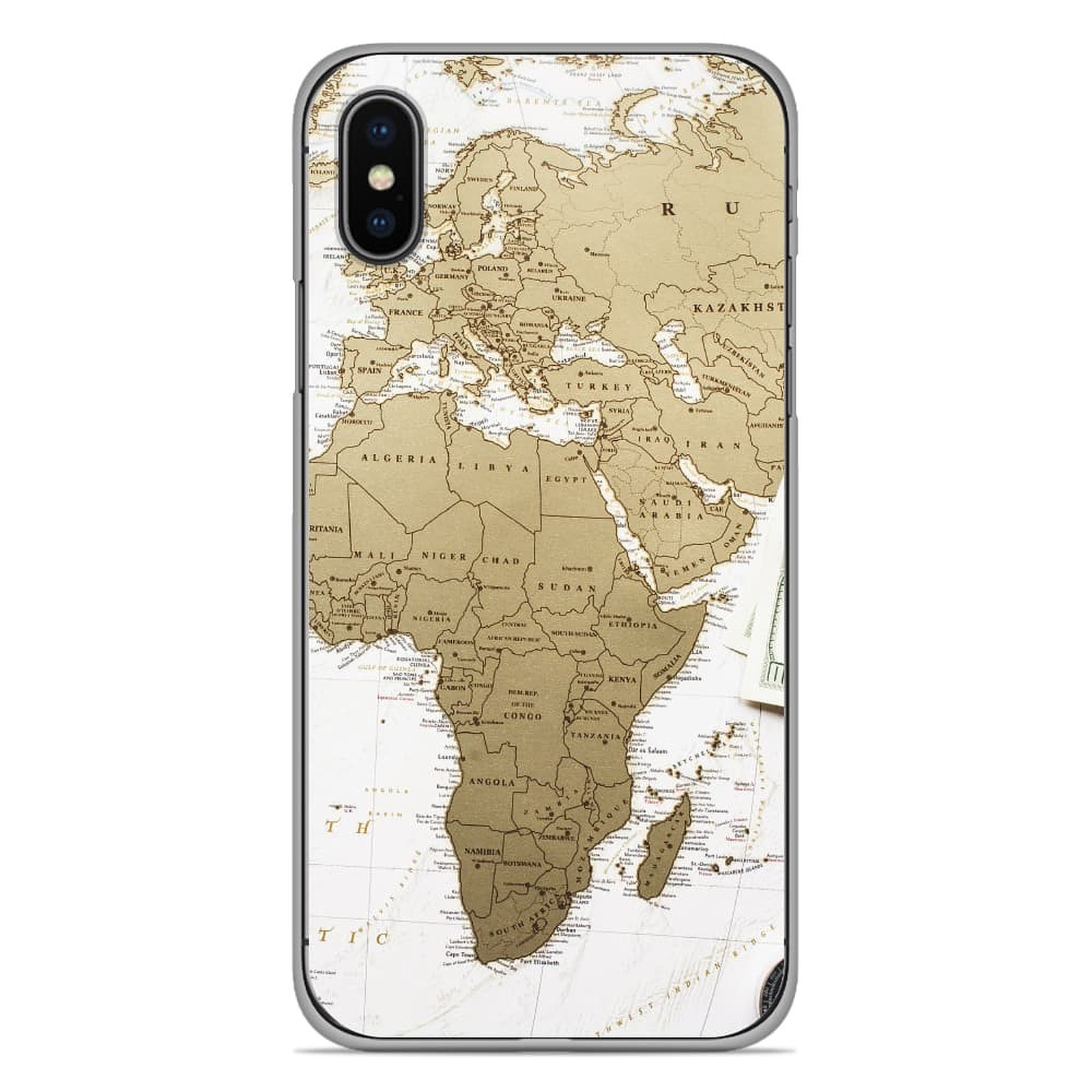 1001 Coques Coque silicone gel Apple iPhone XS Max motif Map Europe Afrique - Coque telephone 1001Coques