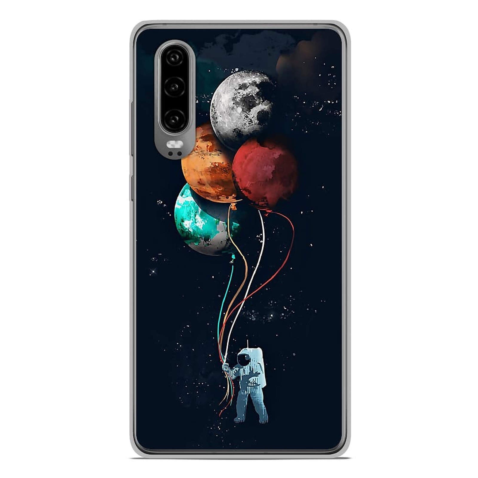1001 Coques Coque silicone gel Huawei P30 motif Cosmonaute aux Ballons - Coque telephone 1001Coques