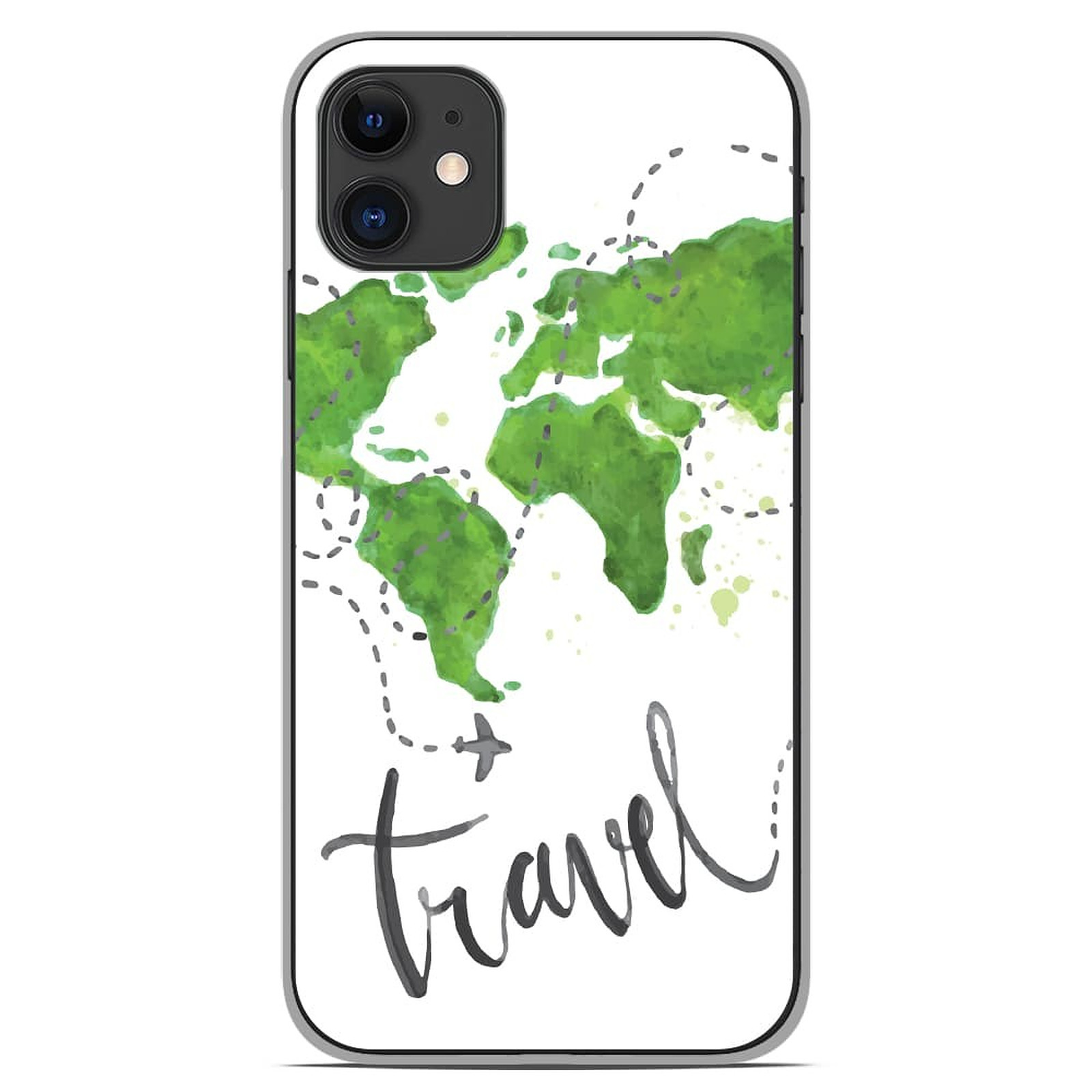 1001 Coques Coque silicone gel Apple iPhone 11 motif Map Travel - Coque telephone 1001Coques
