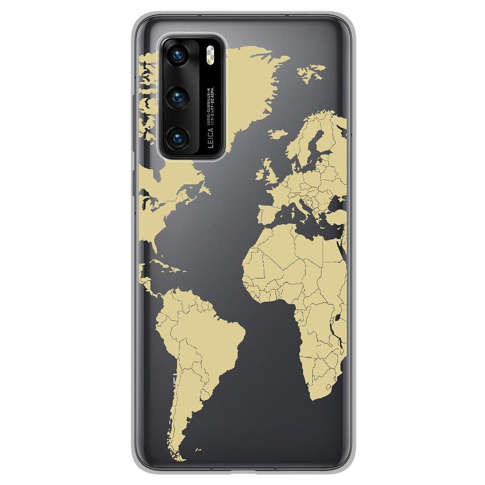 1001 Coques Coque silicone gel Huawei P40 motif Map beige - Coque telephone 1001Coques