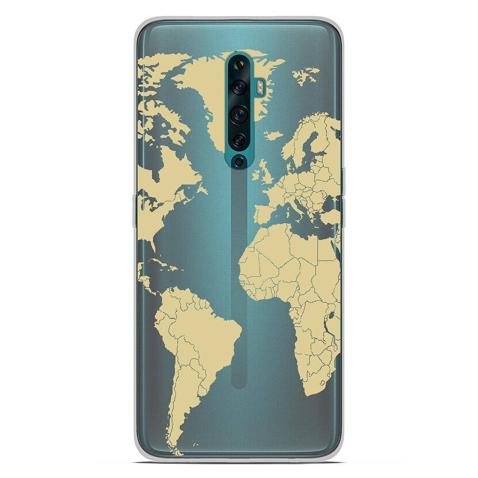 1001 Coques Coque silicone gel Oppo Reno 2Z motif Map beige - Coque telephone 1001Coques