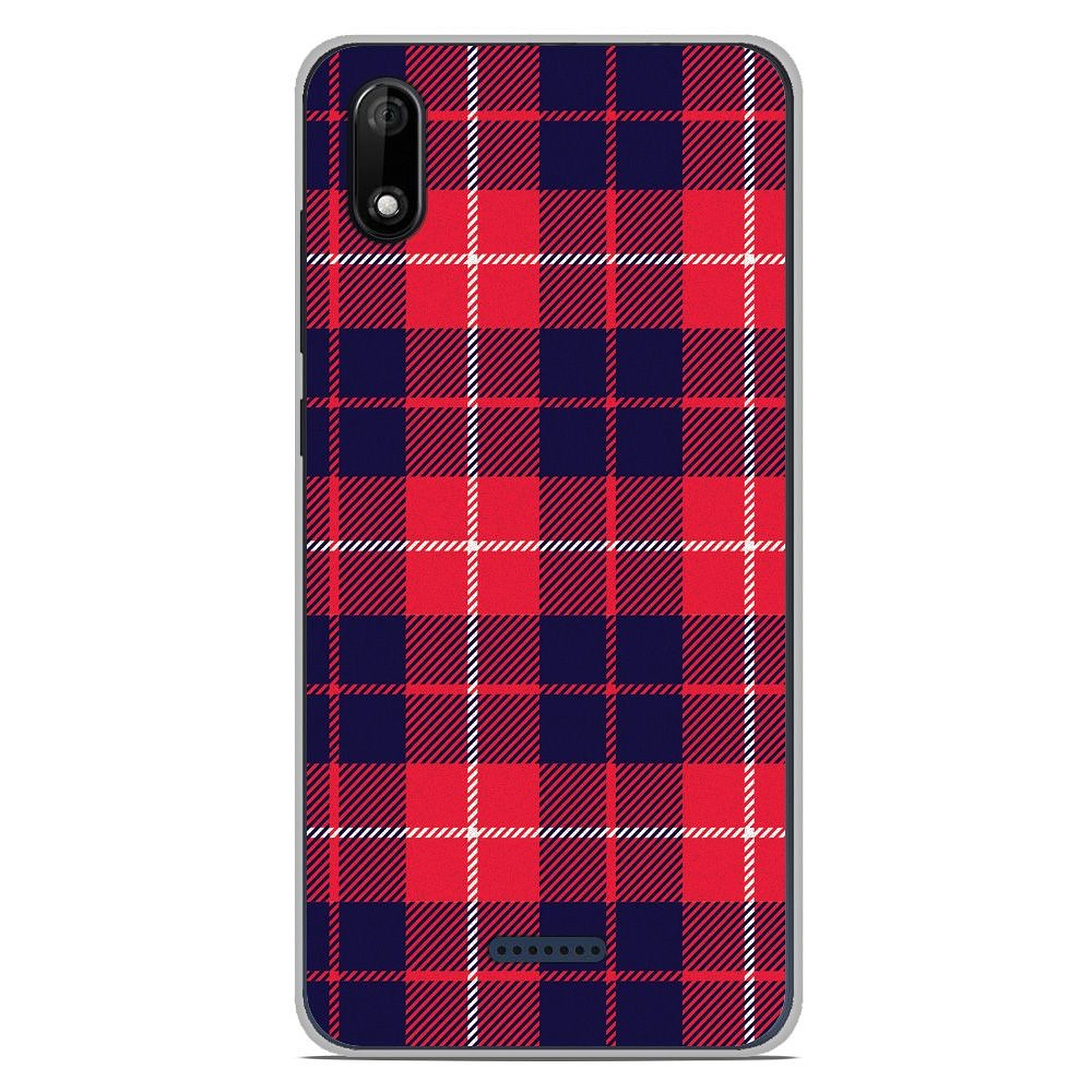 1001 Coques Coque silicone gel Wiko Y80 motif Tartan Rouge 2 - Coque telephone 1001Coques