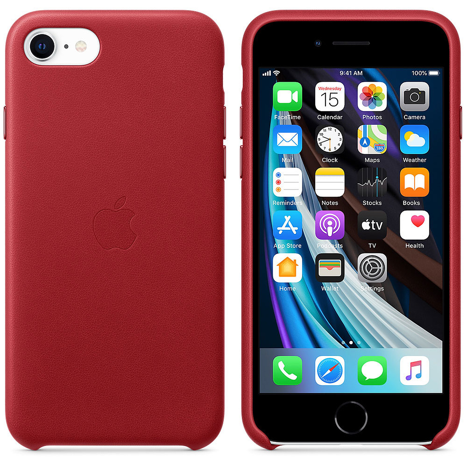 Apple Coque en cuir (PRODUCT)RED Apple iPhone SE - Coque telephone Apple
