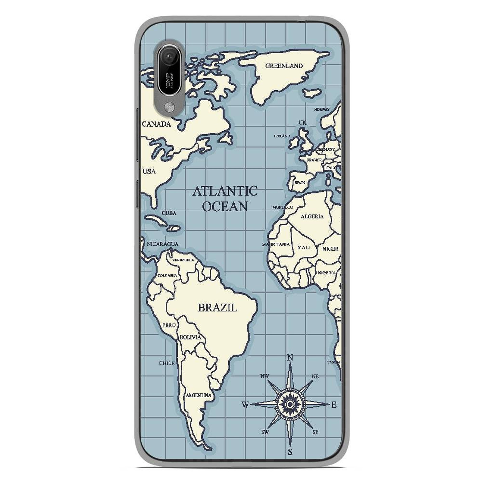 1001 Coques Coque silicone gel Huawei Y6 2019 motif Map vintage - Coque telephone 1001Coques