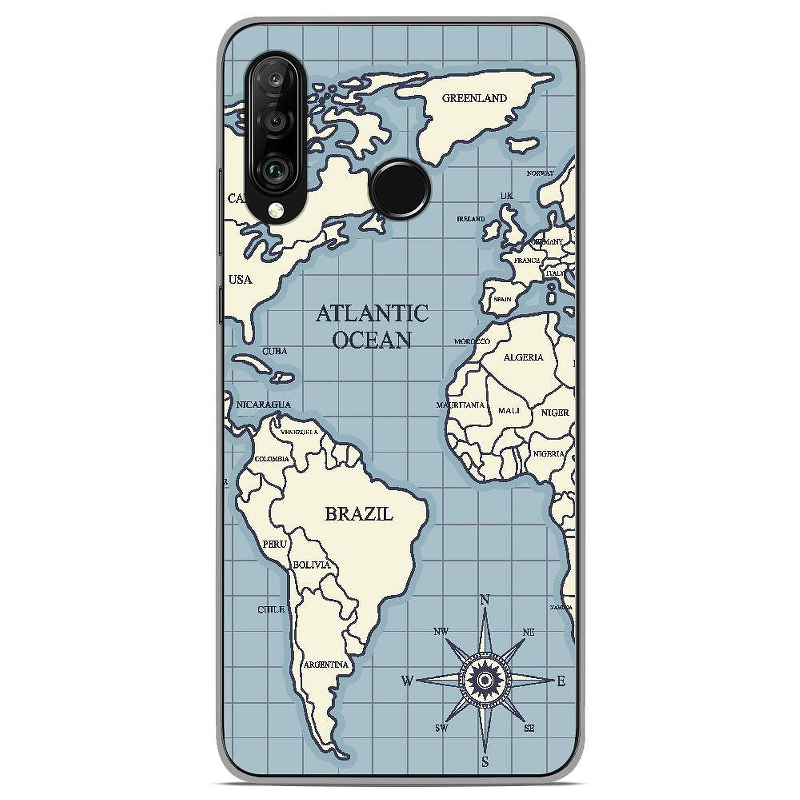 1001 Coques Coque silicone gel Huawei P30 Lite motif Map vintage - Coque telephone 1001Coques
