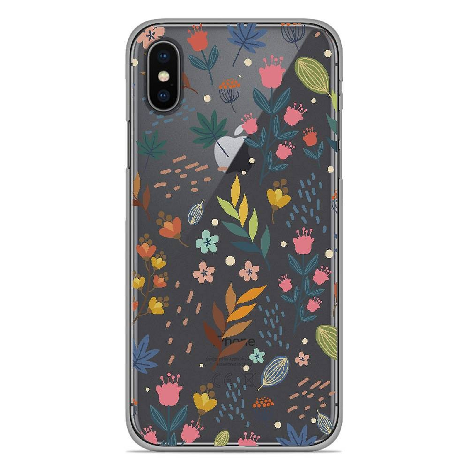 1001 Coques Coque silicone gel Apple iPhone X / XS motif Fleurs colorees - Coque telephone 1001Coques