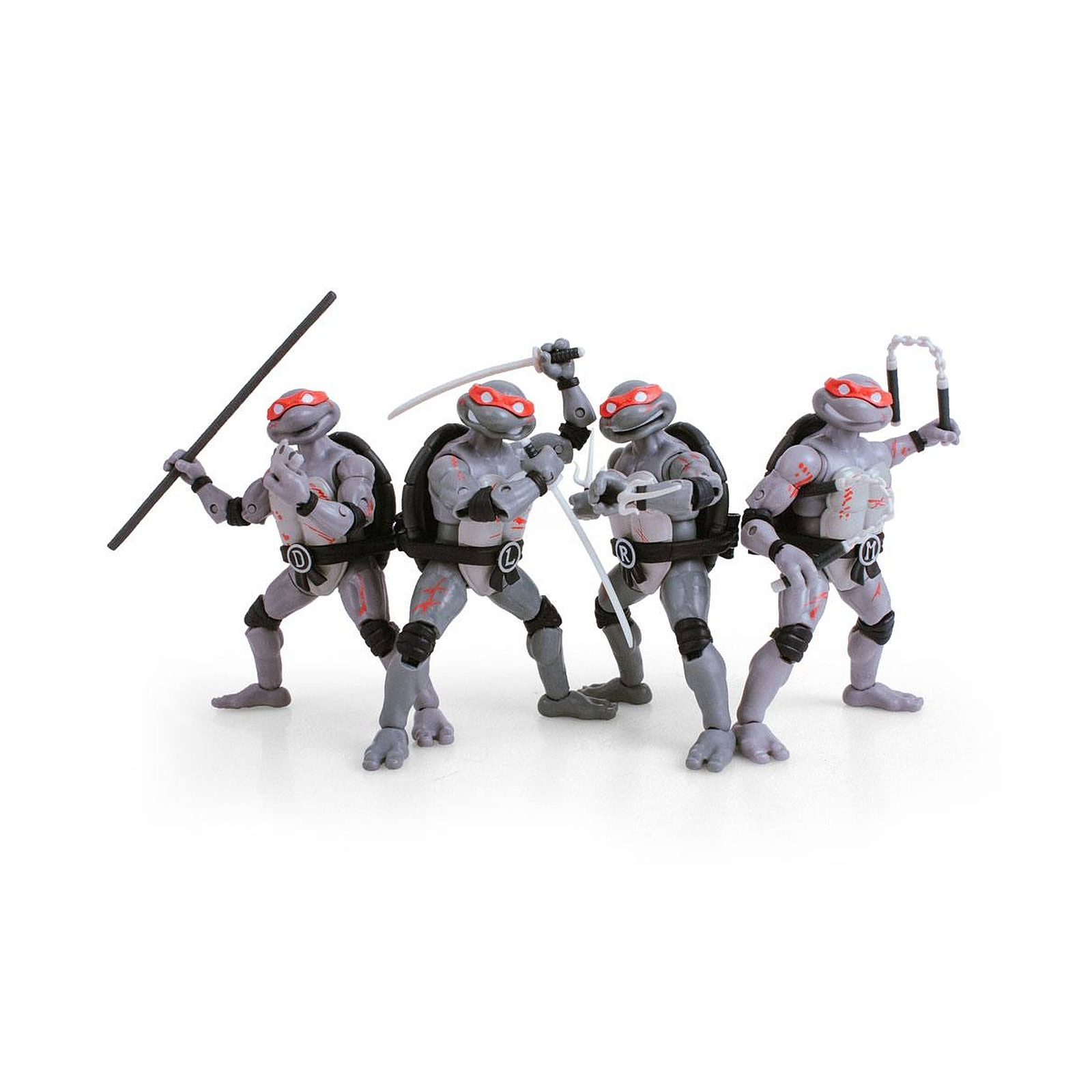 Les Tortues Ninja - Pack 4 figurines BST AXN Battle Damaged 13 cm - Figurines The Loyal Subjects