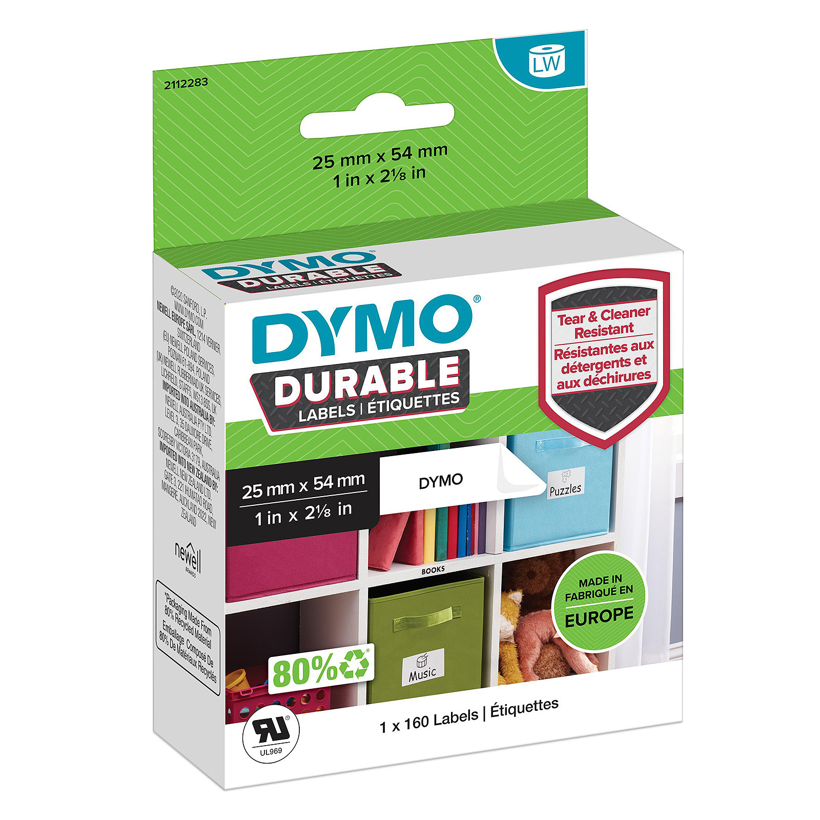 DYMO LW rouleau d'etiquettes universelles permanentes blanches - 25 x 54 mm - Papier imprimante DYMO