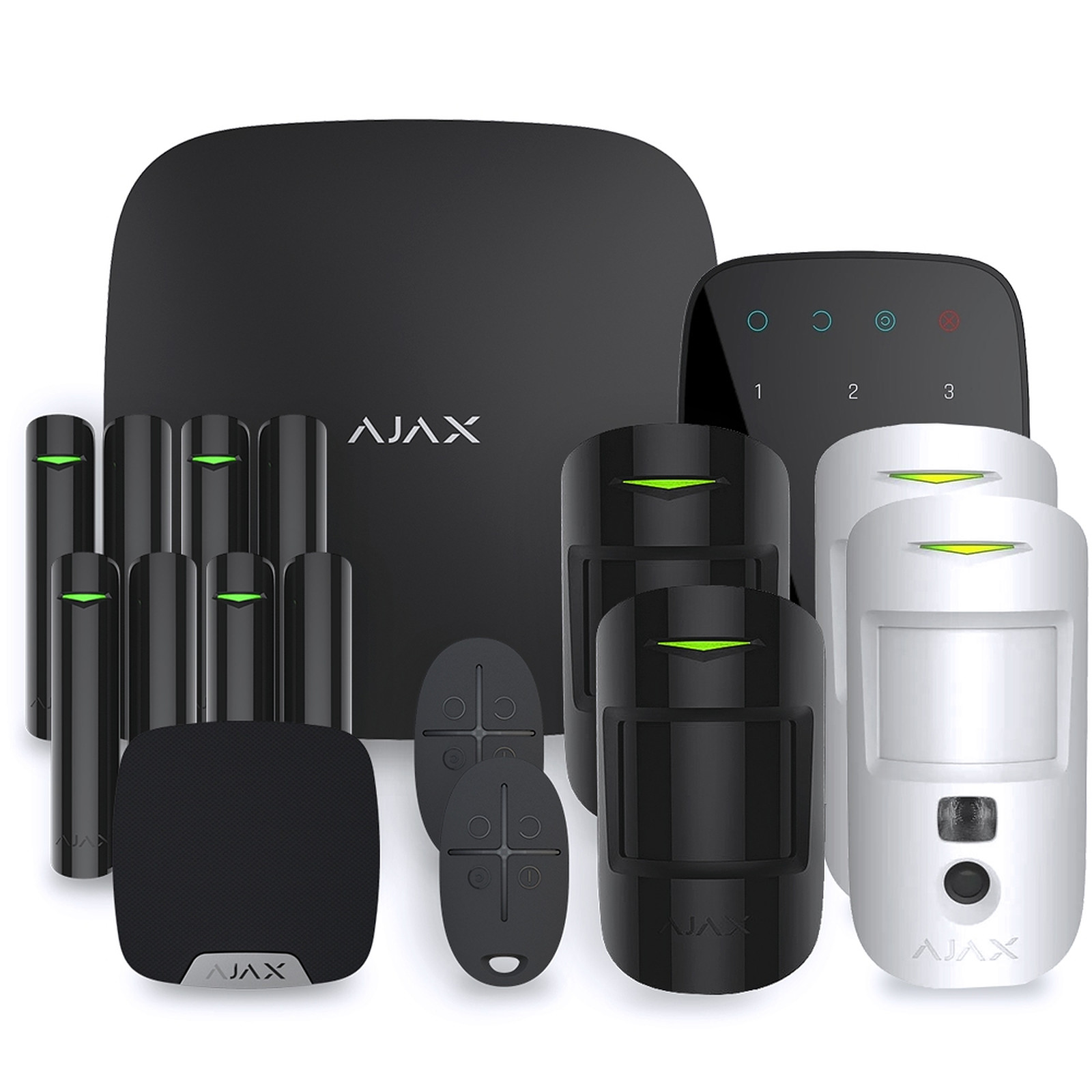 Pack Ajax - Alarme maison Hub 2 Plus Noir - Kit 4 Ajax System - Kit alarme Ajax Systems