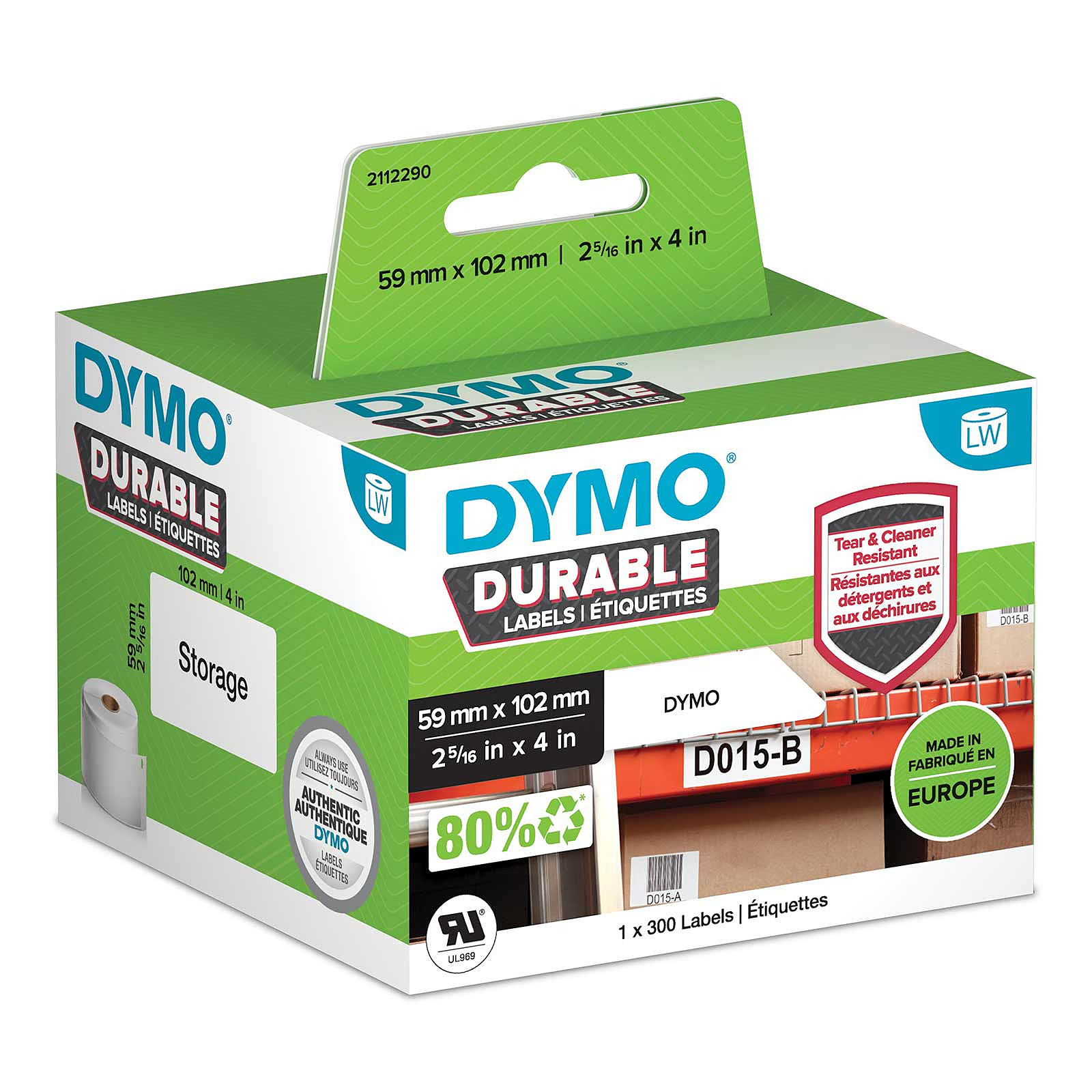 DYMO LW Rouleau d'etiquettes universelles permanentes blanches - 102 x 59 mm - Papier imprimante DYMO
