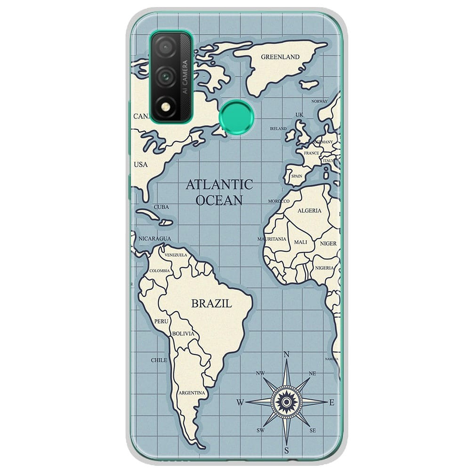 1001 Coques Coque silicone gel Huawei P Smart 2020 motif Map vintage - Coque telephone 1001Coques
