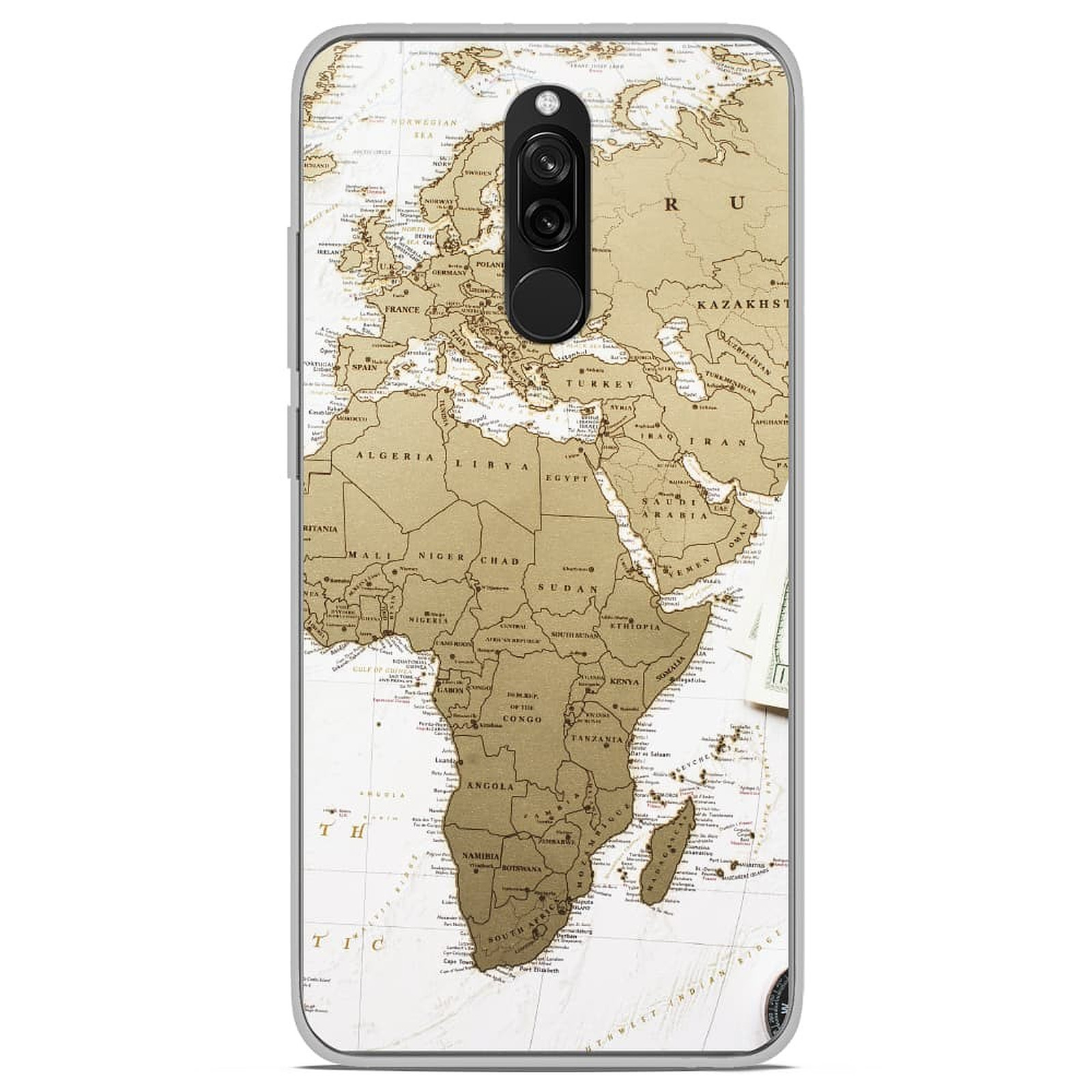 1001 Coques Coque silicone gel Xiaomi Redmi 7 motif Map Europe Afrique - Coque telephone 1001Coques