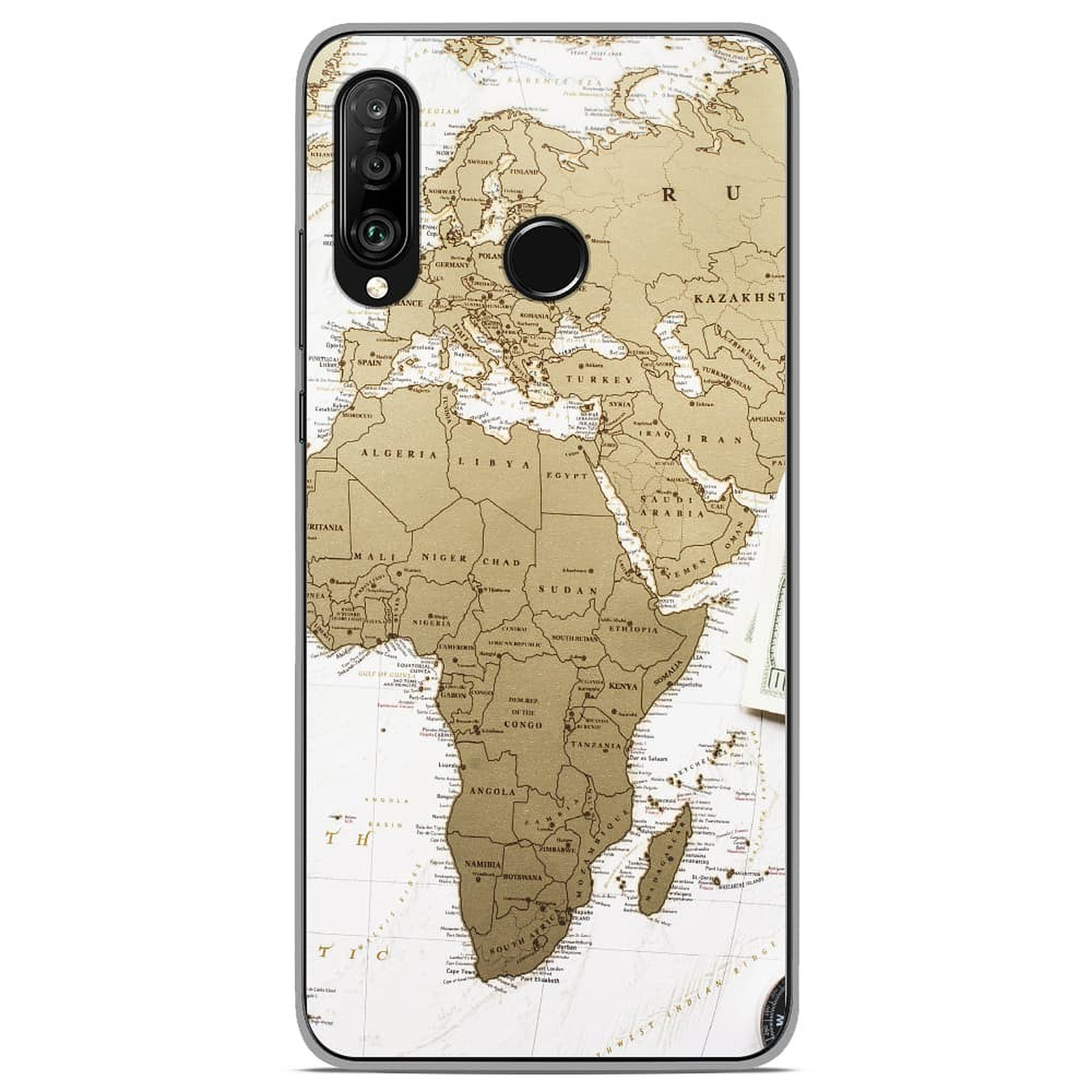 1001 Coques Coque silicone gel Huawei P30 Lite motif Map Europe Afrique - Coque telephone 1001Coques