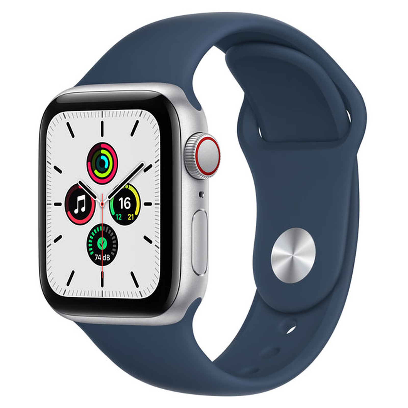 Apple Watch SE GPS + Cellular Silver Aluminium Bracelet Sport Bleu Abysse 40 mm - Montre connectee Apple