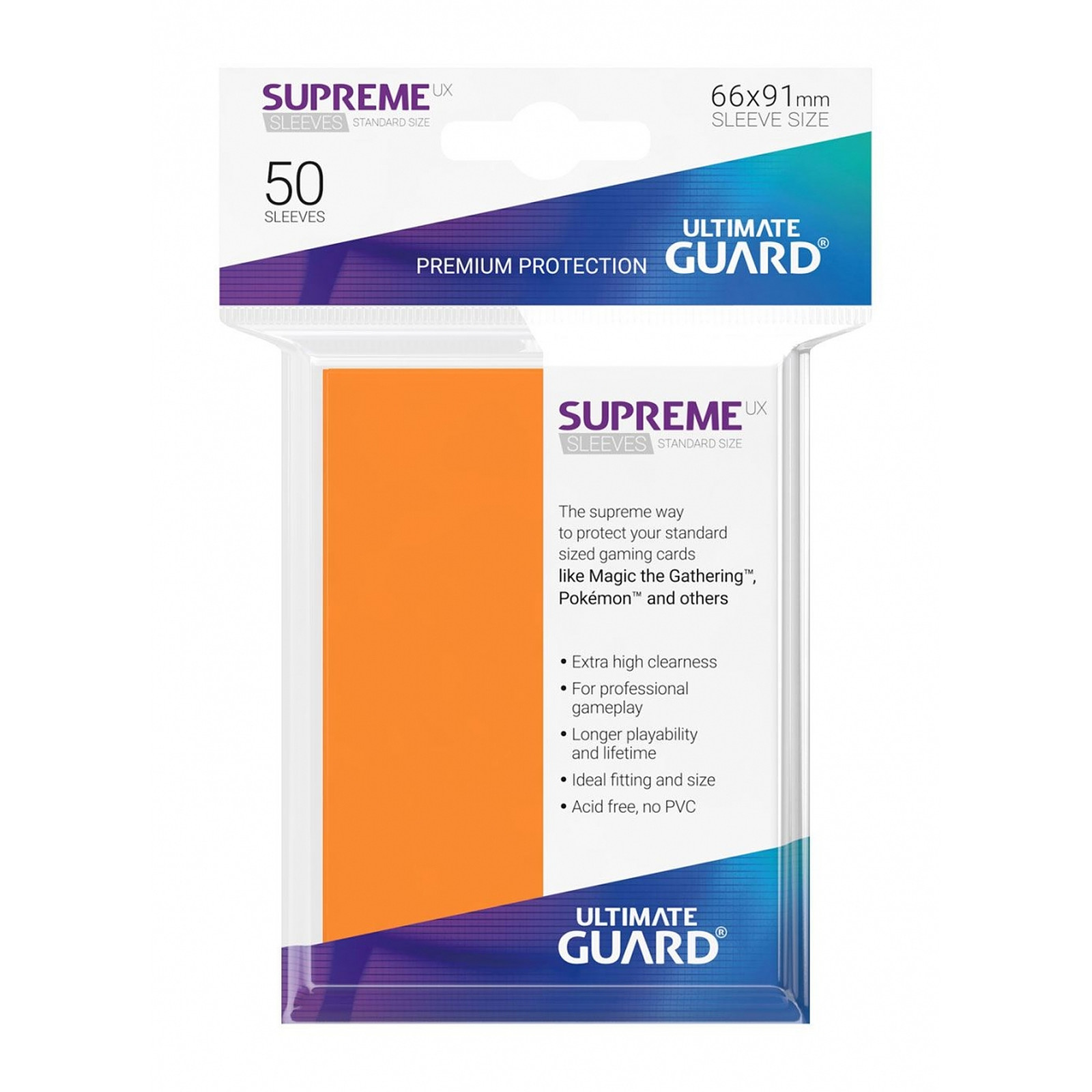 Ultimate Guard - 50 pochettes Supreme UX Sleeves taille standard Orange - Accessoire jeux Ultimate Guard