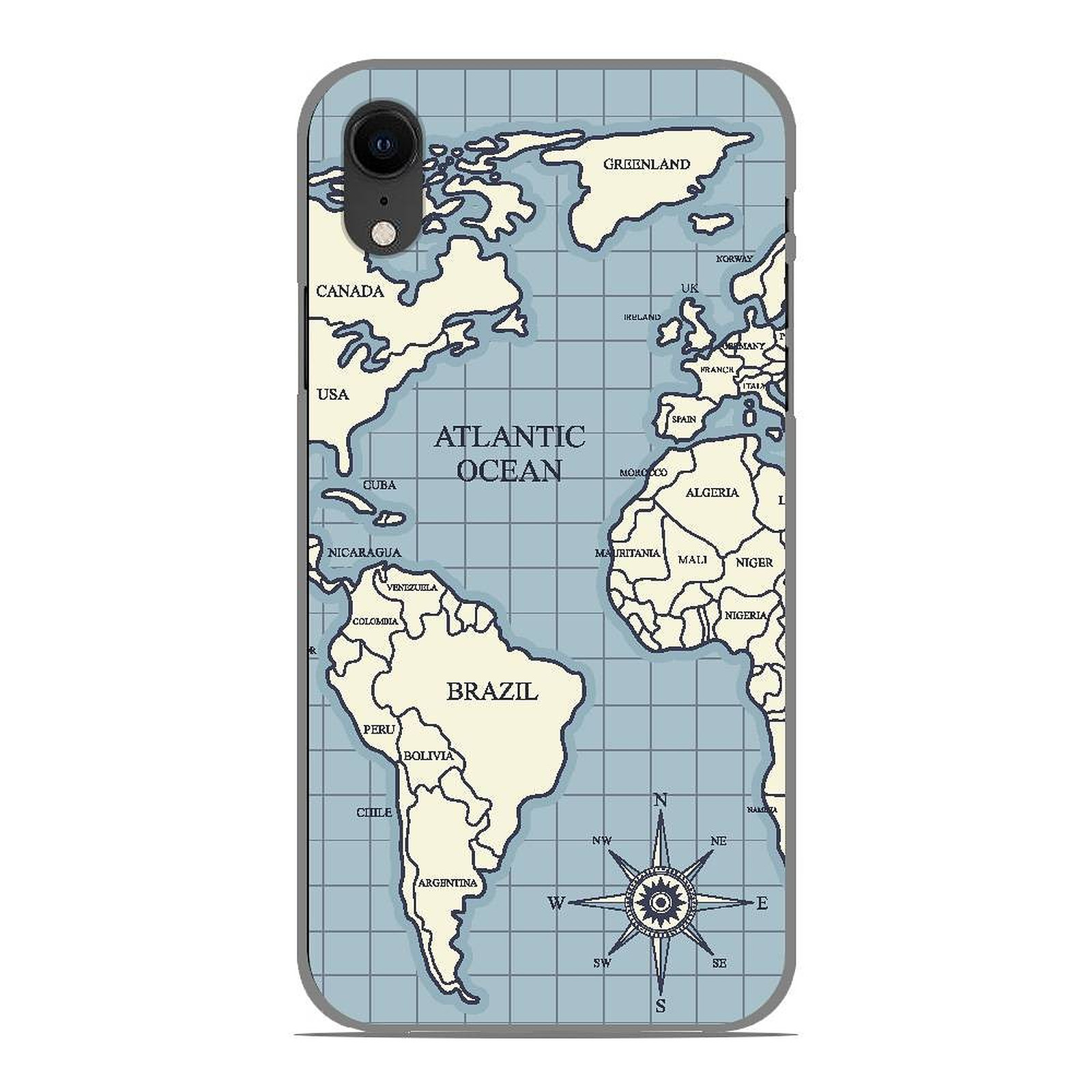 1001 Coques Coque silicone gel Apple iPhone XR motif Map vintage - Coque telephone 1001Coques