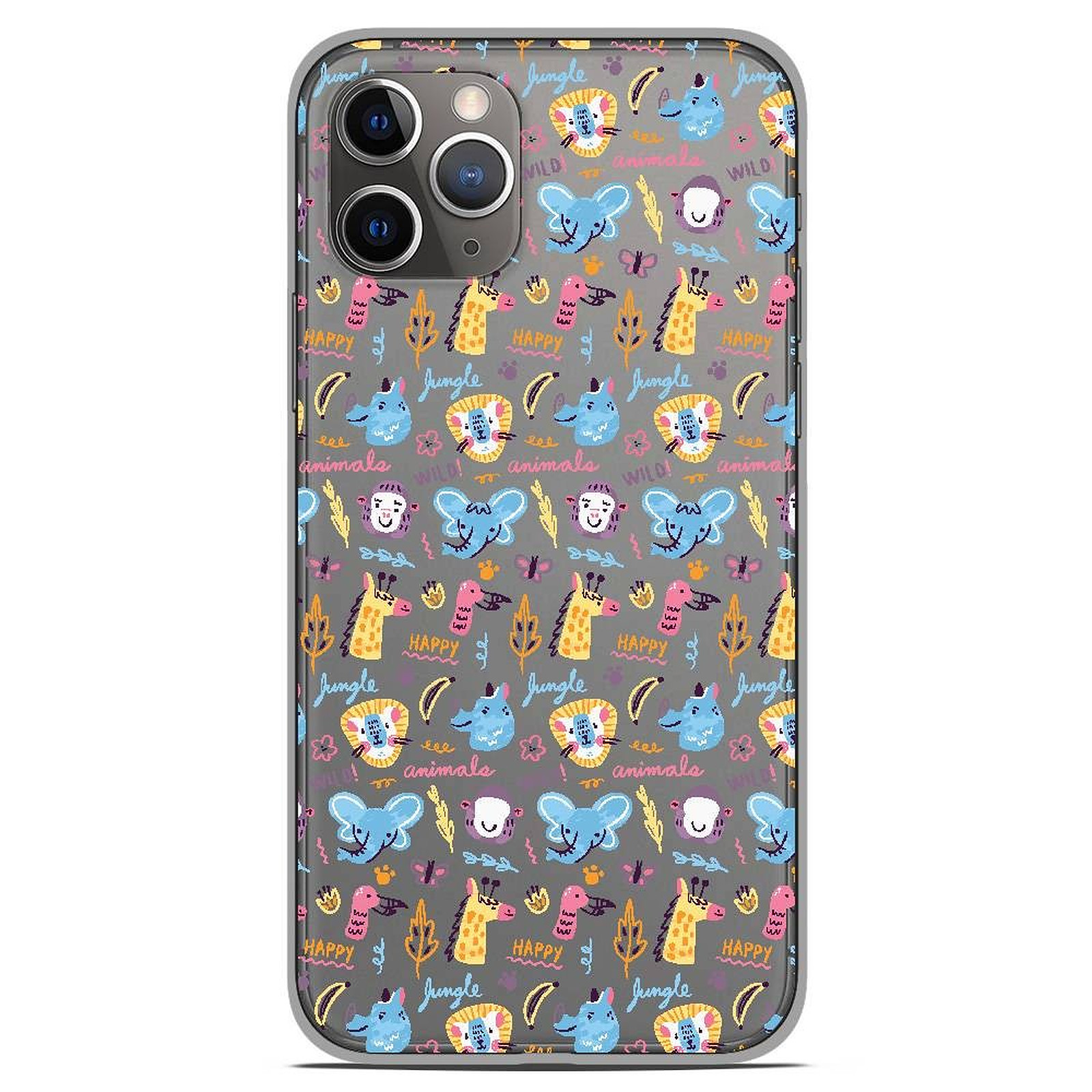 1001 Coques Coque silicone gel Apple iPhone 11 Pro motif Happy animals - Coque telephone 1001Coques