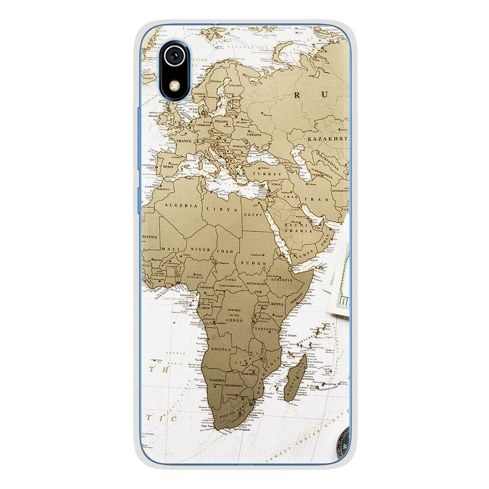 1001 Coques Coque silicone gel Xiaomi Redmi 7A motif Map Europe Afrique - Coque telephone 1001Coques