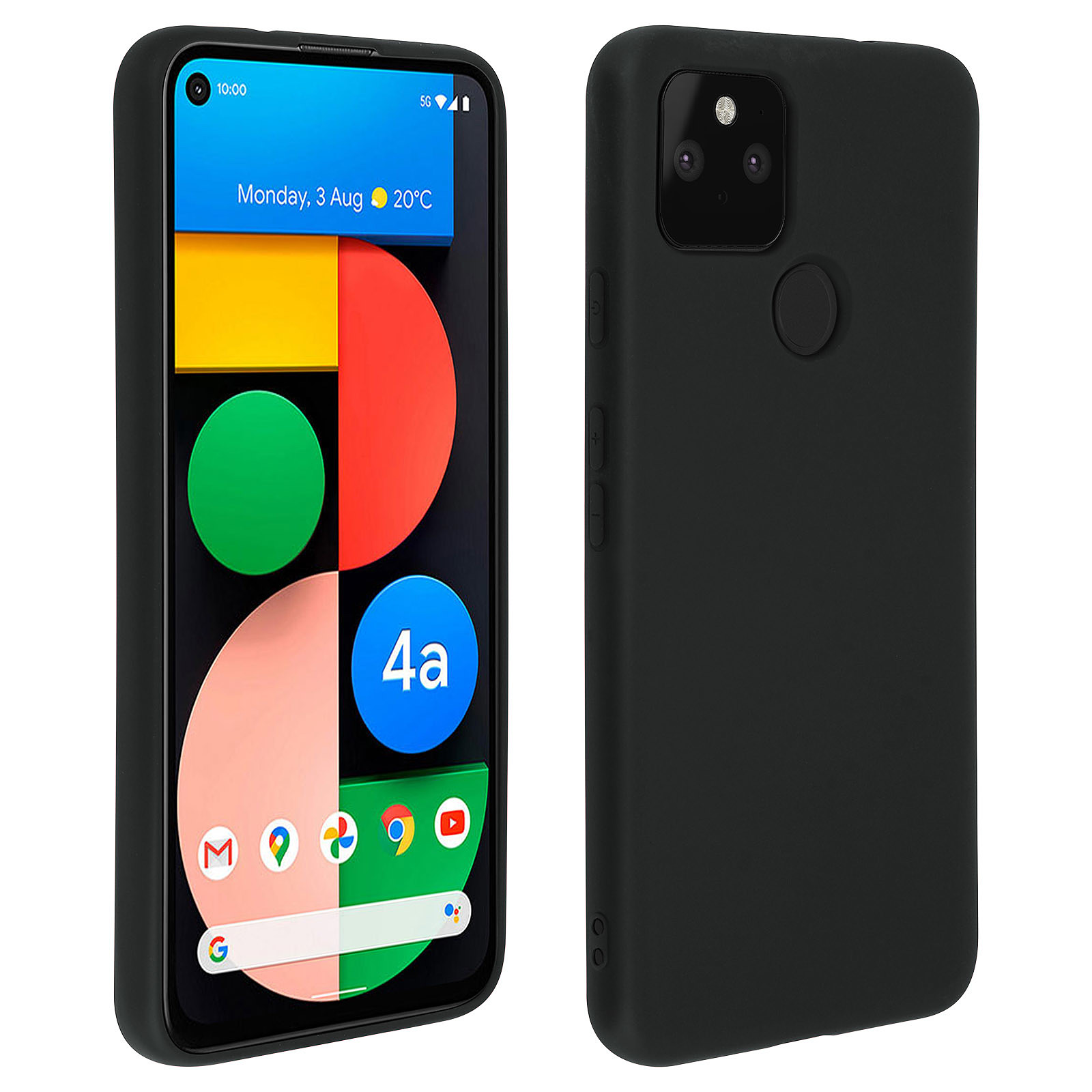 Avizar Coque pour Google Pixel 4A 5G Silicone Semi-rigide Finition Soft Touch Noir - Coque telephone Avizar