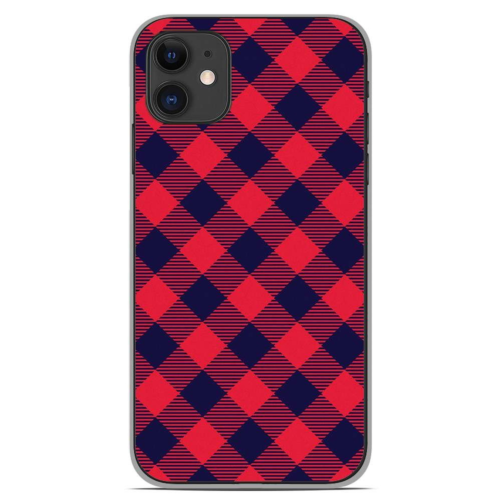 1001 Coques Coque silicone gel Apple iPhone 11 motif Tartan Rouge - Coque telephone 1001Coques