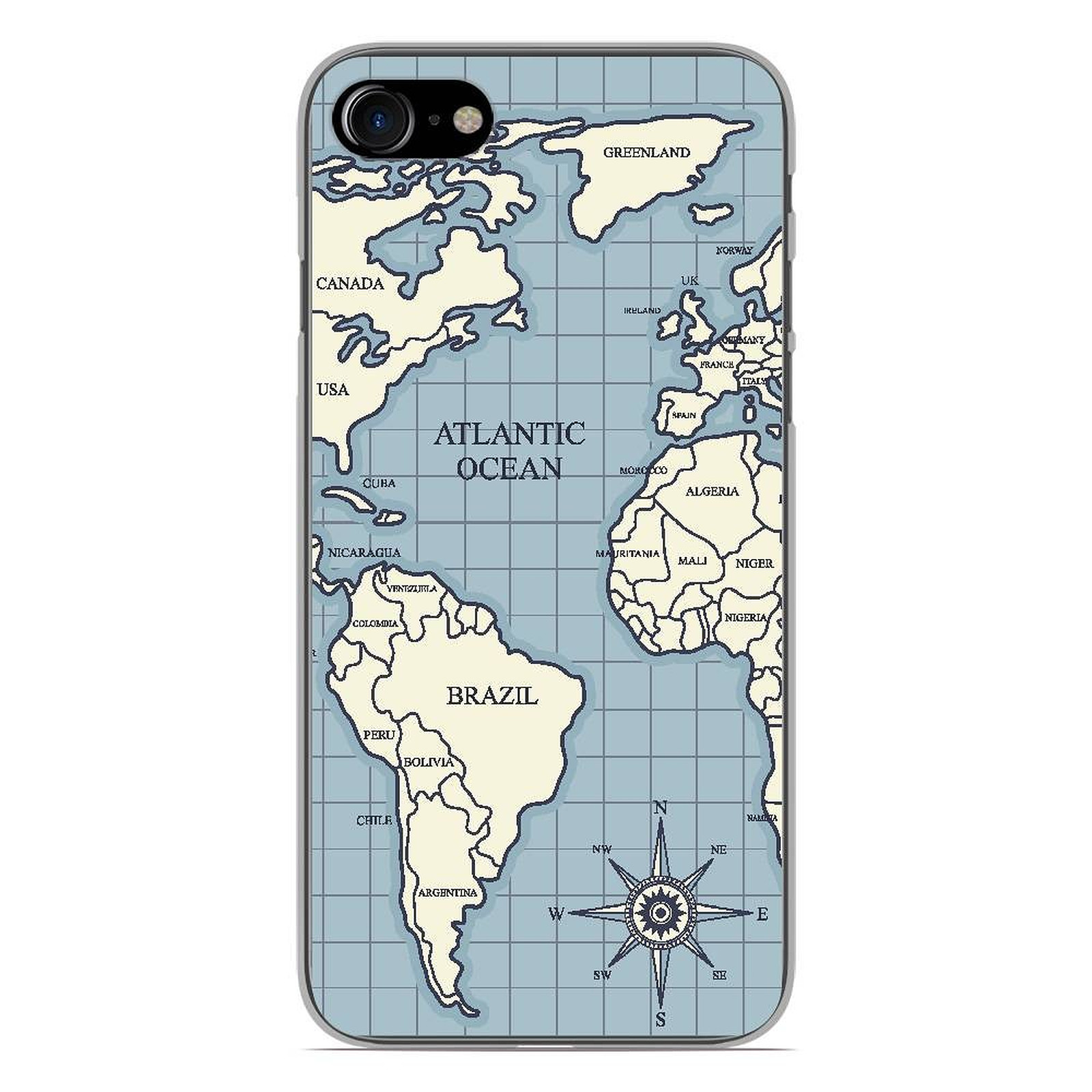 1001 Coques Coque silicone gel Apple iPhone 8 motif Map vintage - Coque telephone 1001Coques