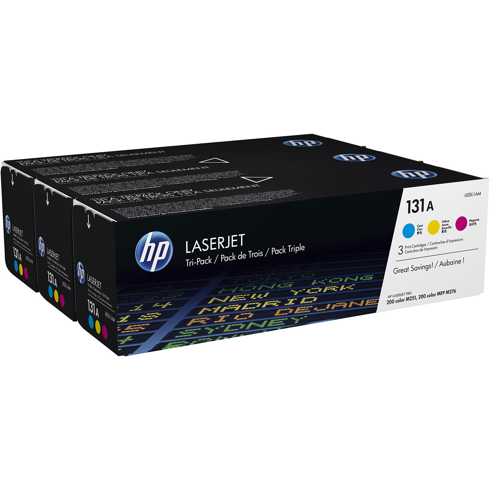 HP 131A Pack de 3 (U0SL1AM) - Cyan, Magenta et Jaune - Toner imprimante HP
